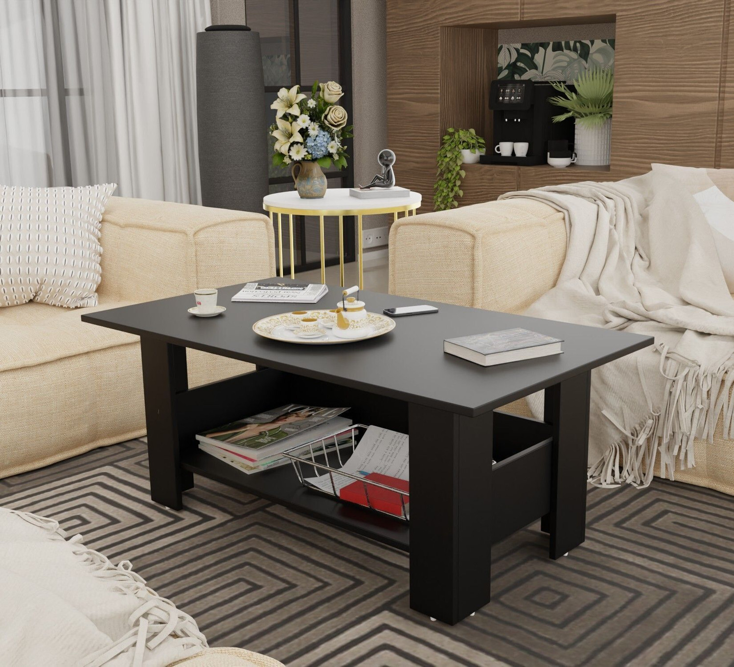 Image of Spyder Craft Multipurpose Coffee Table, Console Table, Sofa Table Easy To Assemble Engineered Wood Coffee Table