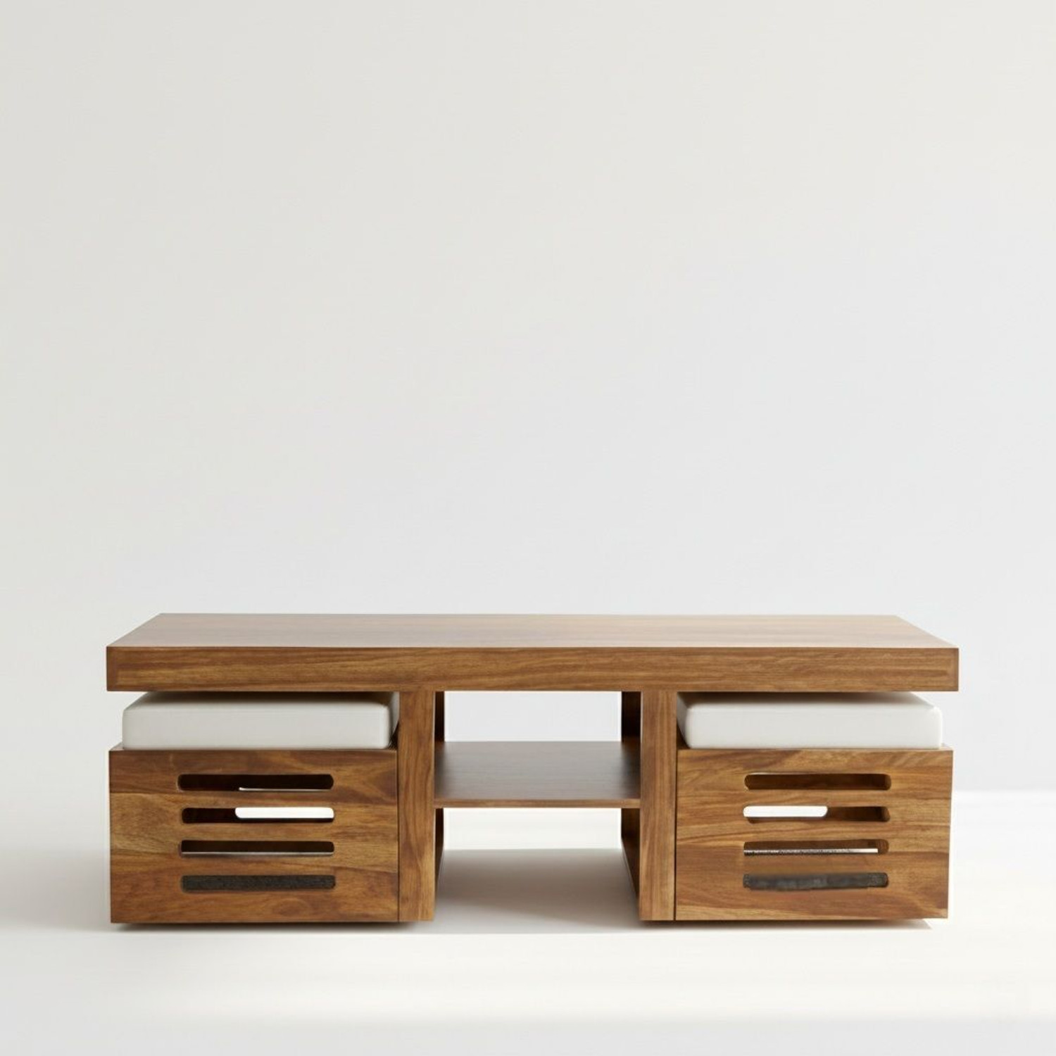 Image of Bhagwati Art Solid Sheesham Wood 2 Stool Coffee Table For | Living room | Hotel | Solid Wood Coffee Table