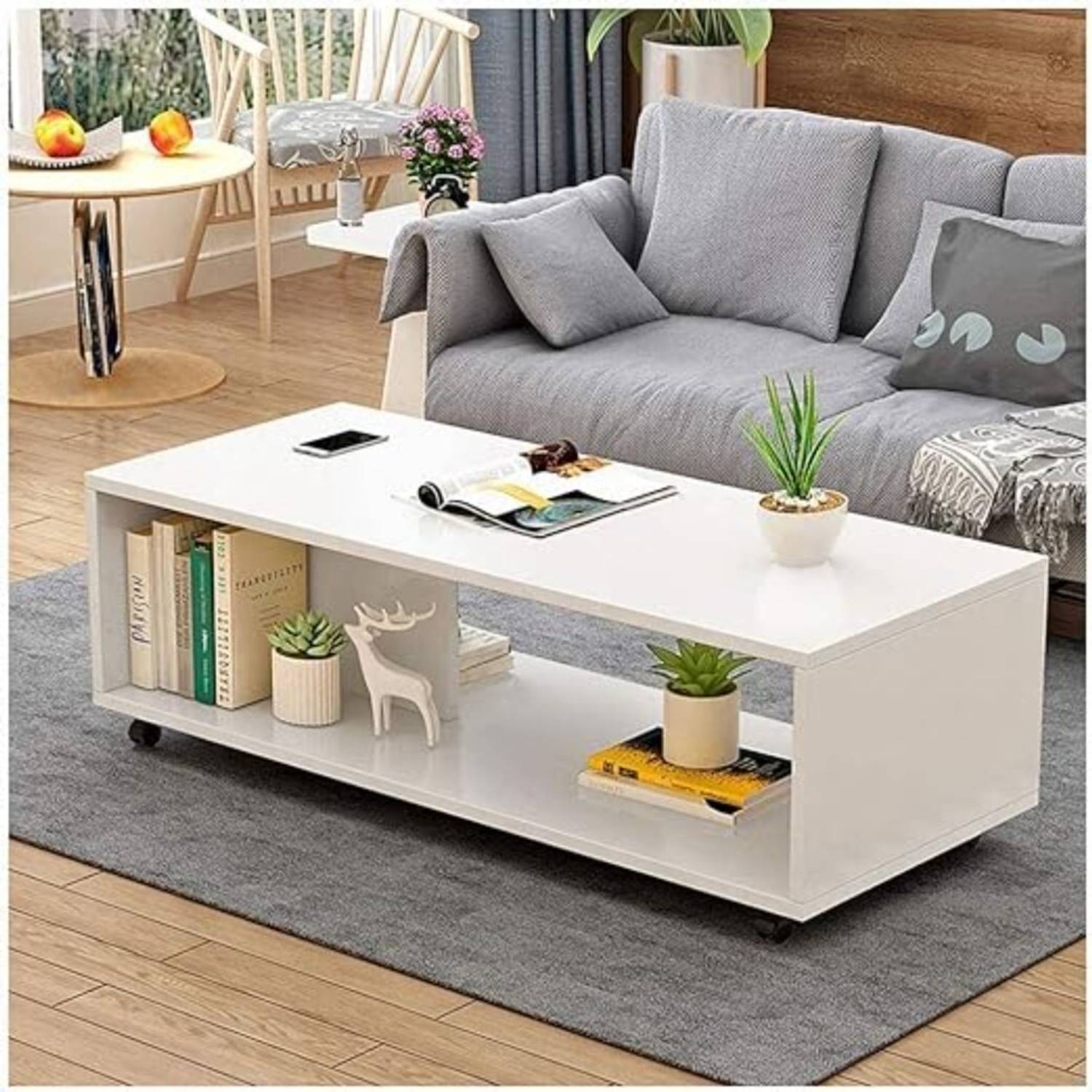 NE Furniture Engineered Wood Coffee Table (Finish Color - White,