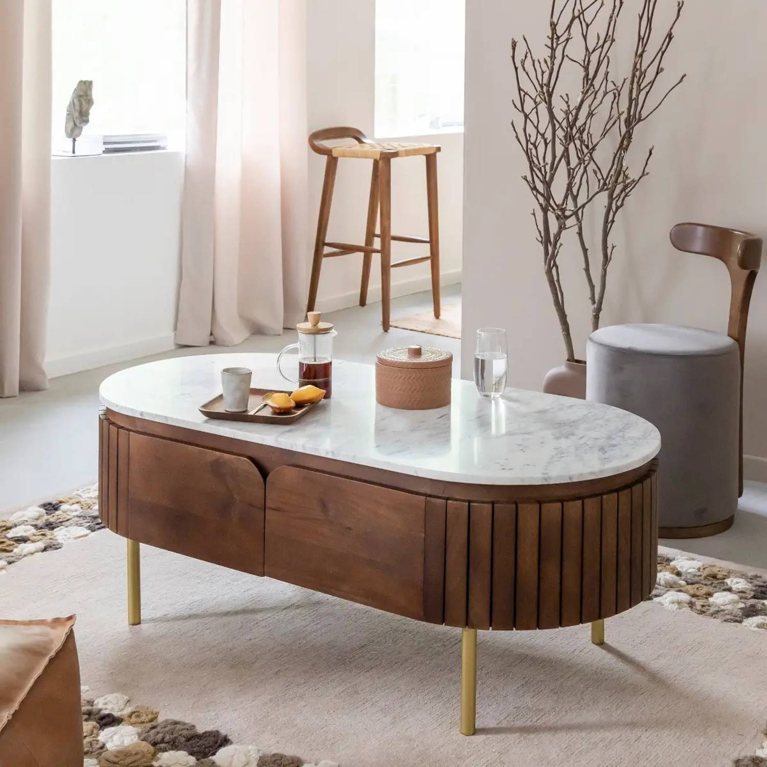 THE ATTIC Stone Coffee Table (Finish Color - Provincial Teak, DIY