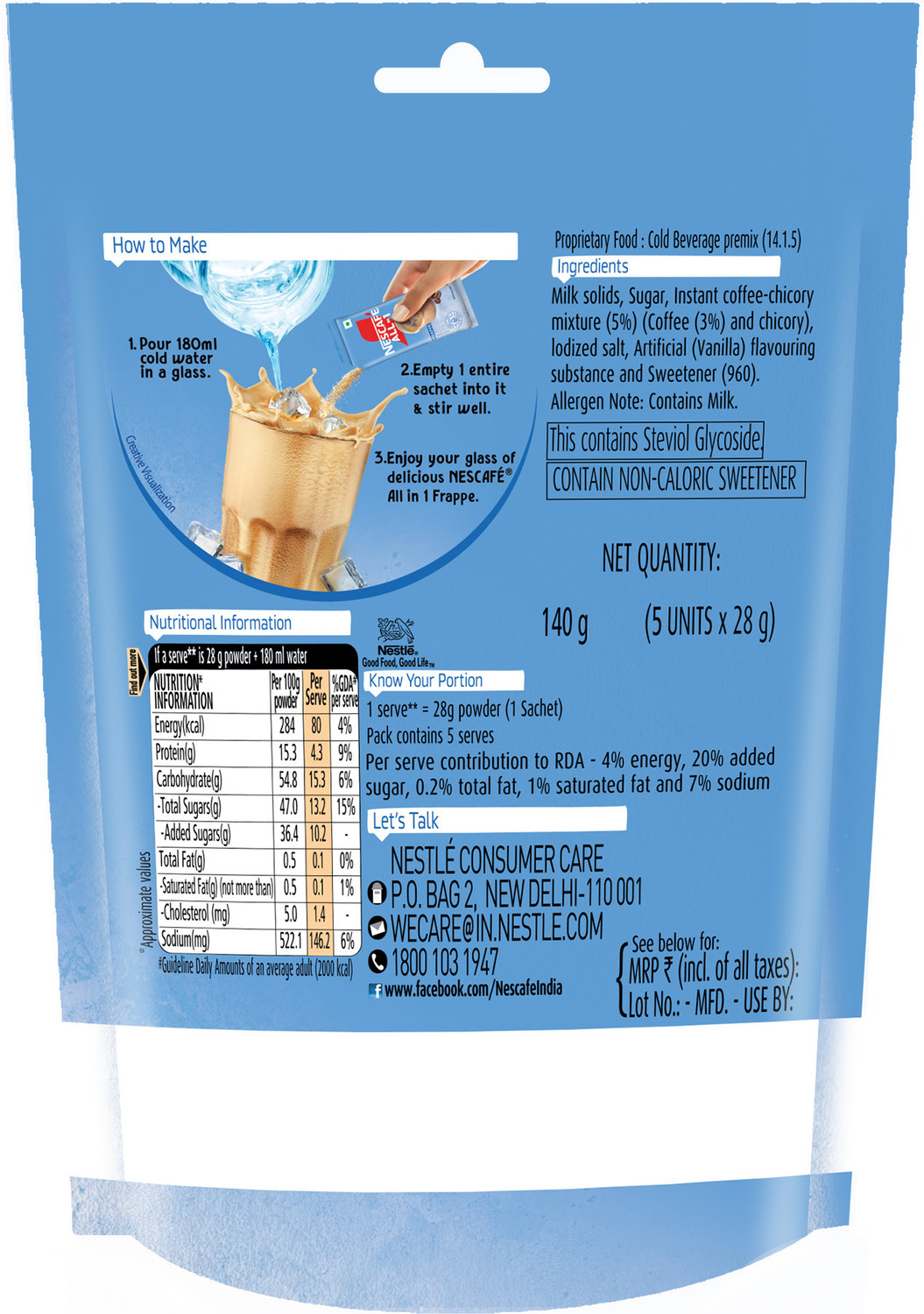 Image of Nescafe All-in-1 Frappe Cold Premix Sachets Instant Coffee