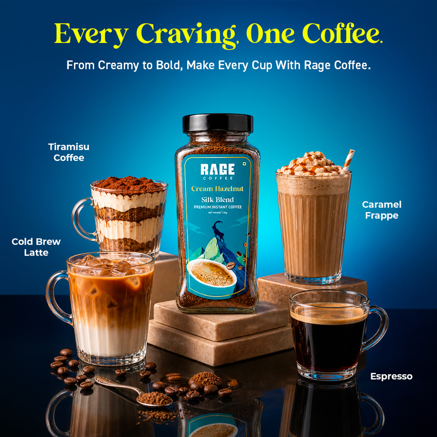 Image of RAGE Silk Blend Creamy Hazelnut 120 GMs Instant Coffee