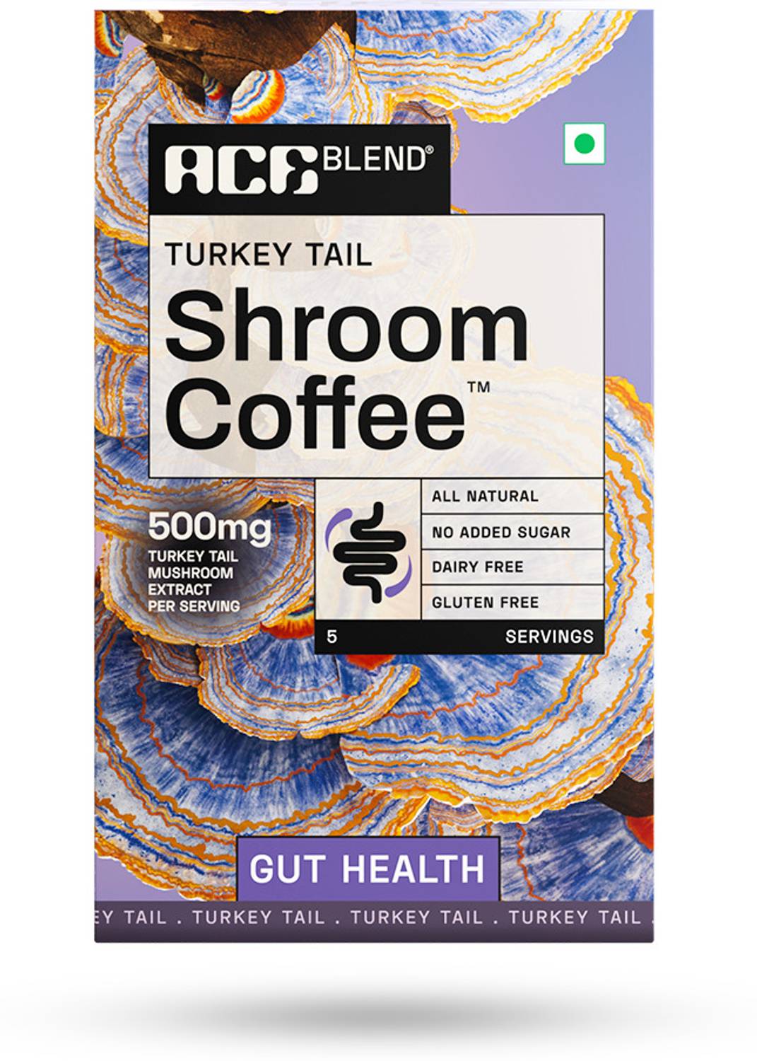Ace Blend Turkey Tail SHROOM COFFEE 5 Serves Total Gut Healt
