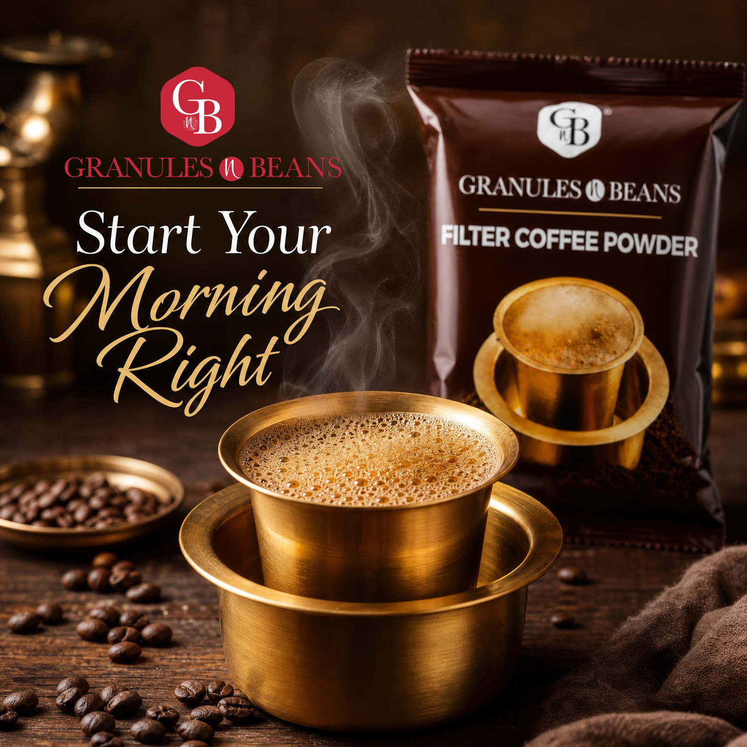 Image of Granules N Beans 65% Coffee, 35% Chicory Blend | Authentic South Indian | Filter Coffee