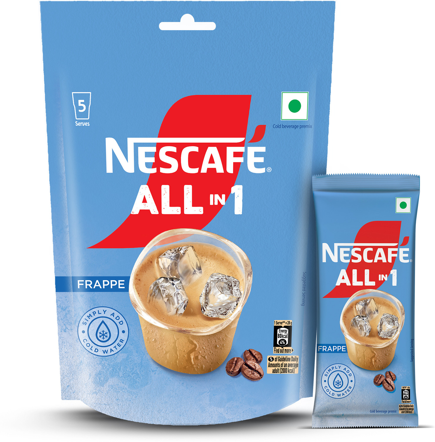 Image of Nescafe All-in-1 Frappe Cold Premix Sachets Instant Coffee