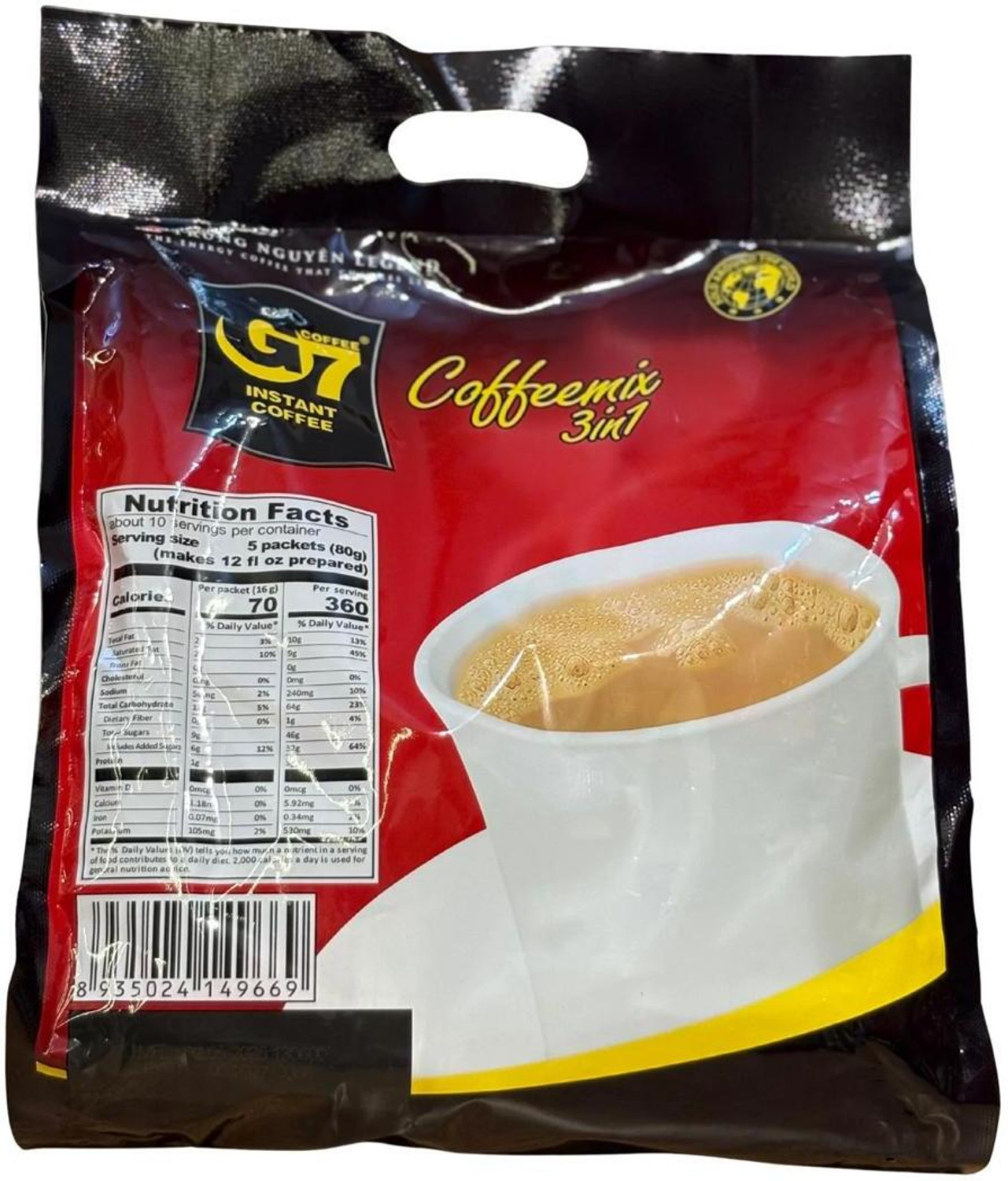 Image of Trung Nguyen G7 3-In-1 Instant Coffee Ground, Bag, 50 Sachets*16G=800G - Ground, Bag Instant Coffee