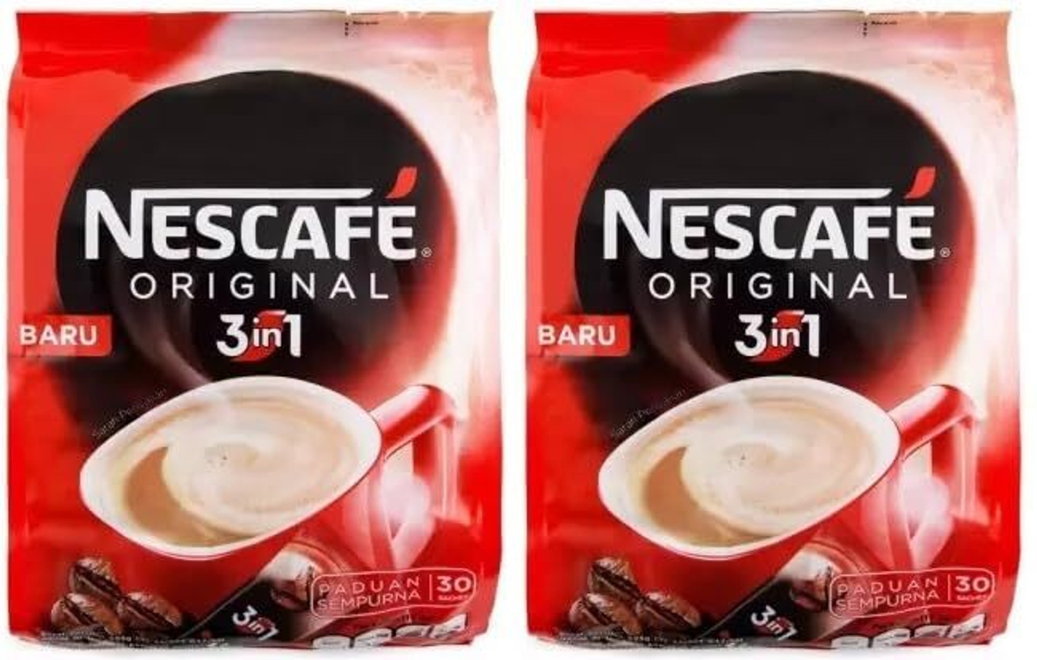 Image of Nescafe 3in1 Original Soluble Coffee Beverage 30 Sachets Instant Coffee (2 x 525 g)
