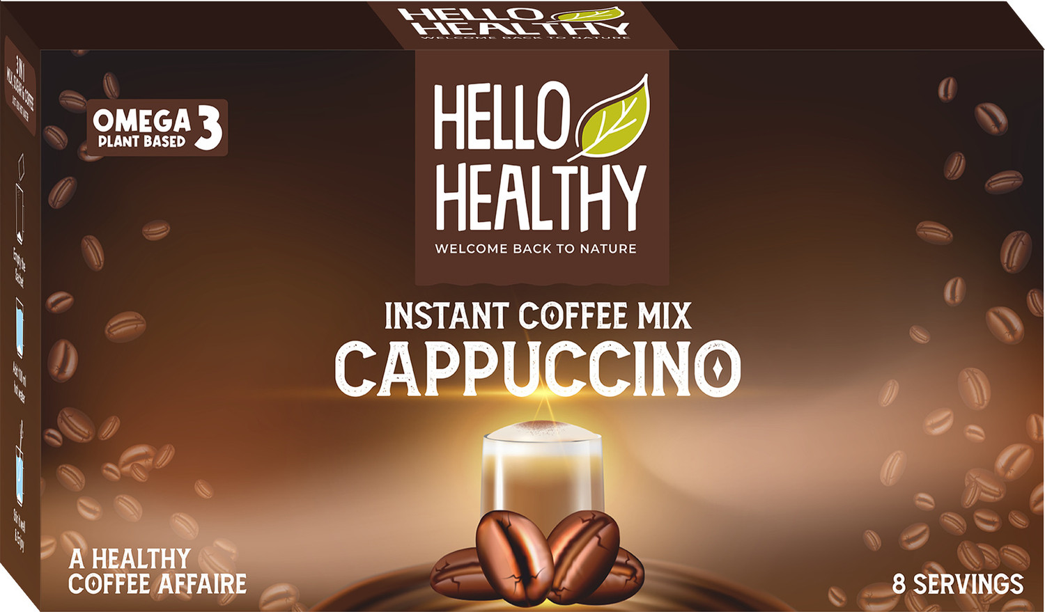 Image of Hello Healthy Cappuccino Instant Coffee Cappuccino Flavoured Instant Coffee