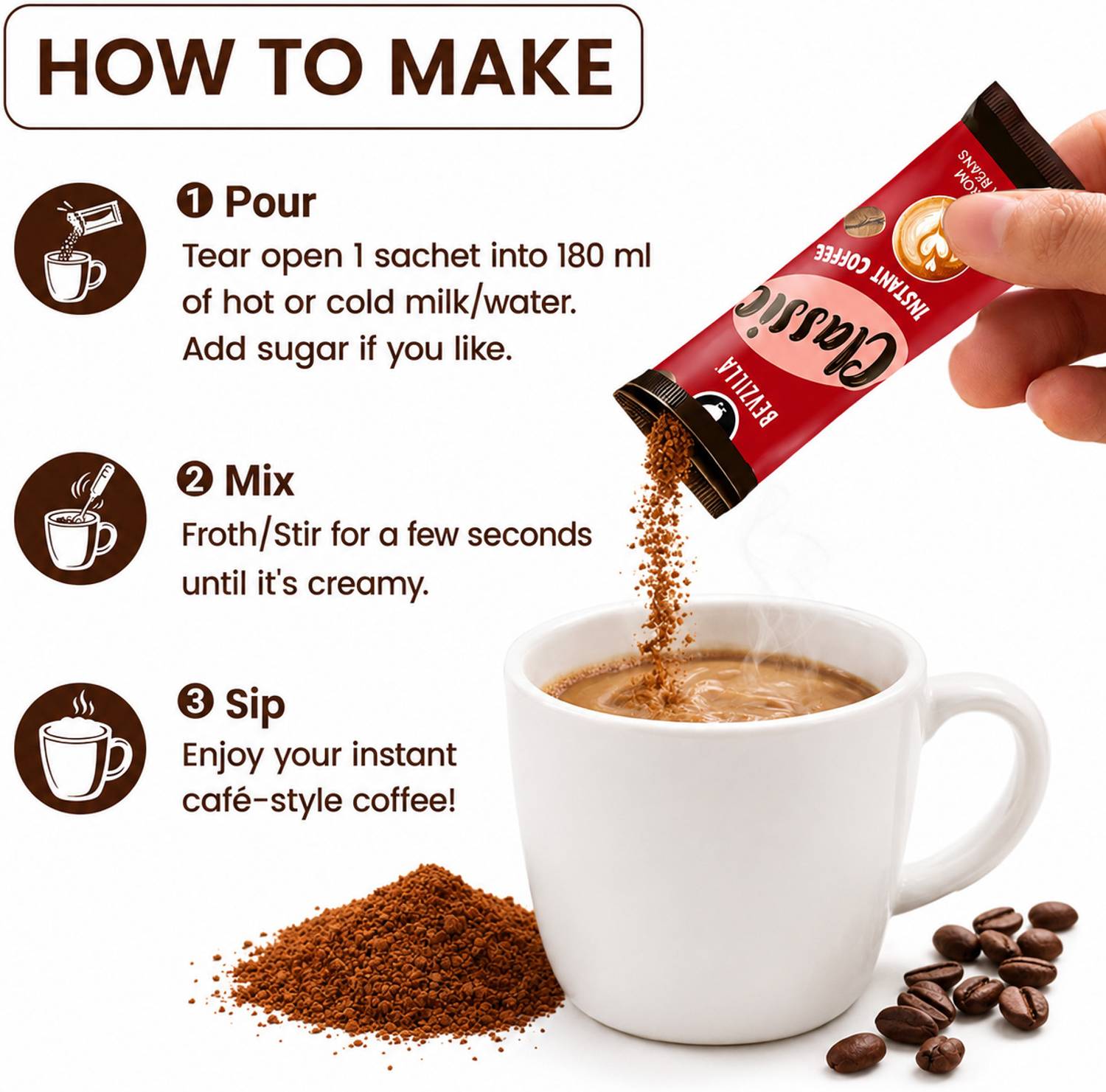 Bevzilla Instant Cafe Coffee Kit 28 Sachets - Image 3