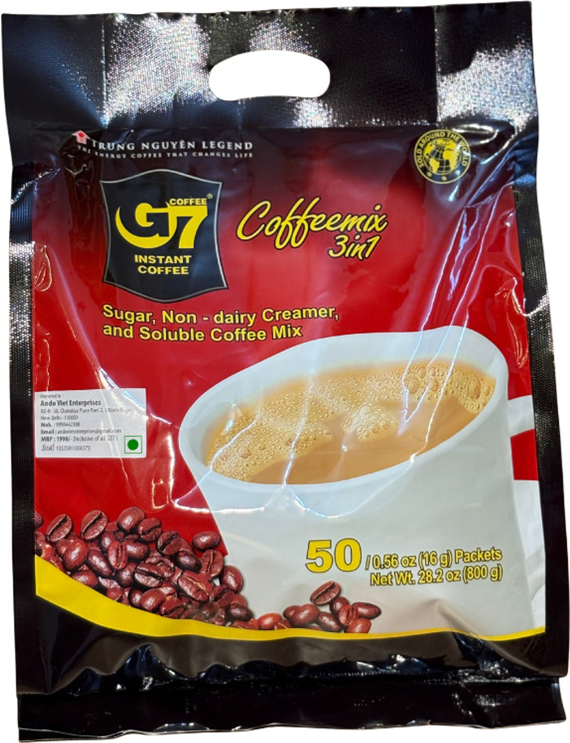 Image of Trung Nguyen G7 3-In-1 Instant Coffee Ground, Bag, 50 Sachets*16G=800G - Ground, Bag Instant Coffee