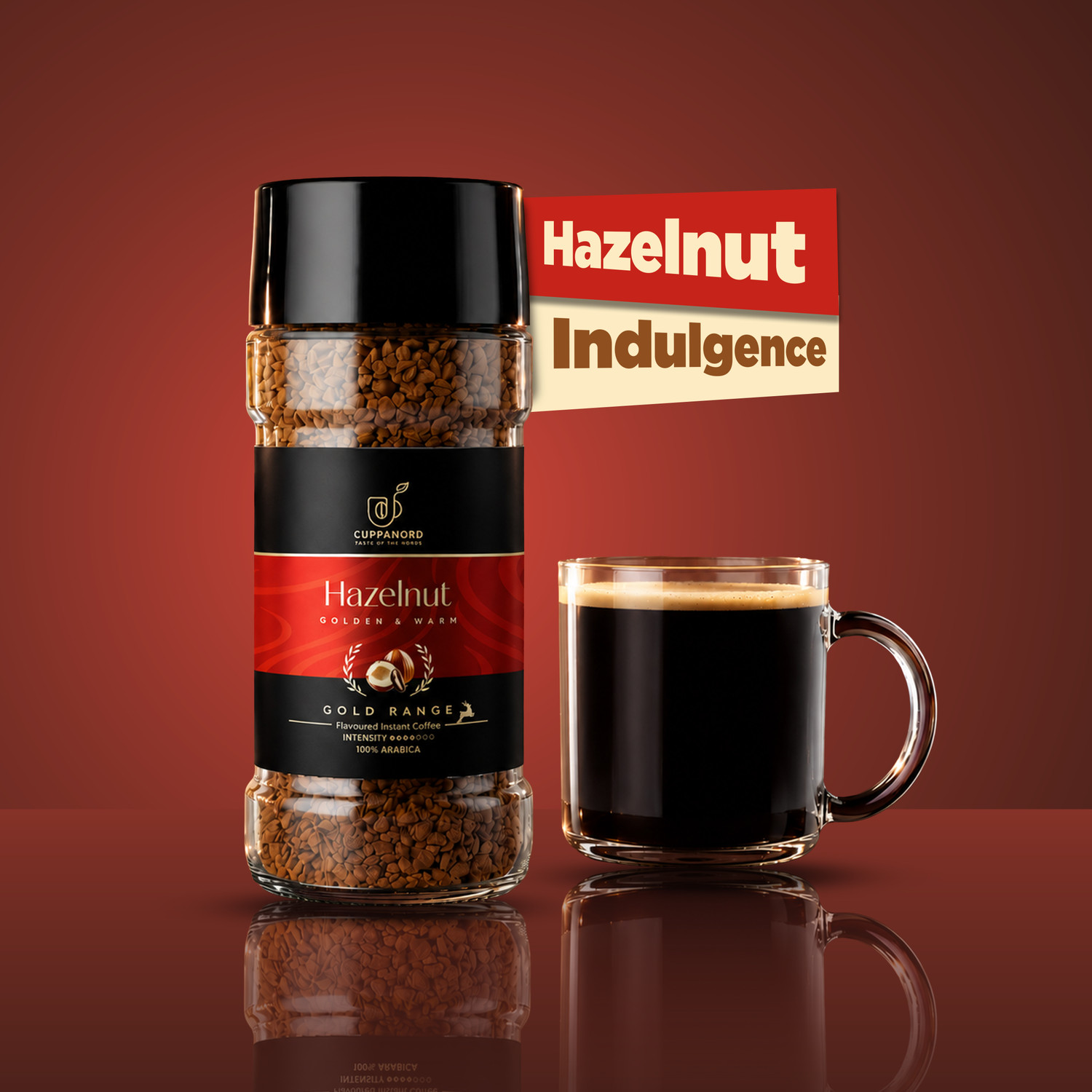 Image of Cuppanord Hazelnut Flavoured Freeze Dried Instant Coffee Rich Aroma | 450mlCoffee Mug Gift Instant Coffee
