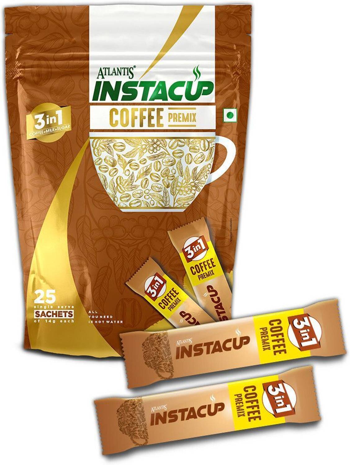 ATLANTIS Instacup Coffee Premix Sachets, Instant Coffee, Ready to Use Instant Coffee