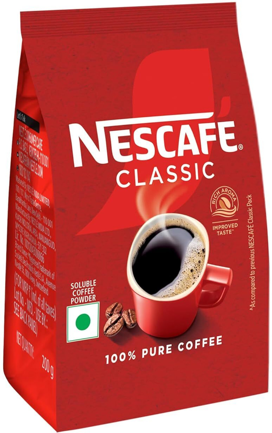 Image of Nescafe Classic Instant Coffee Powder | 100% Pure Coffee | 200g Pouch Instant Coffee