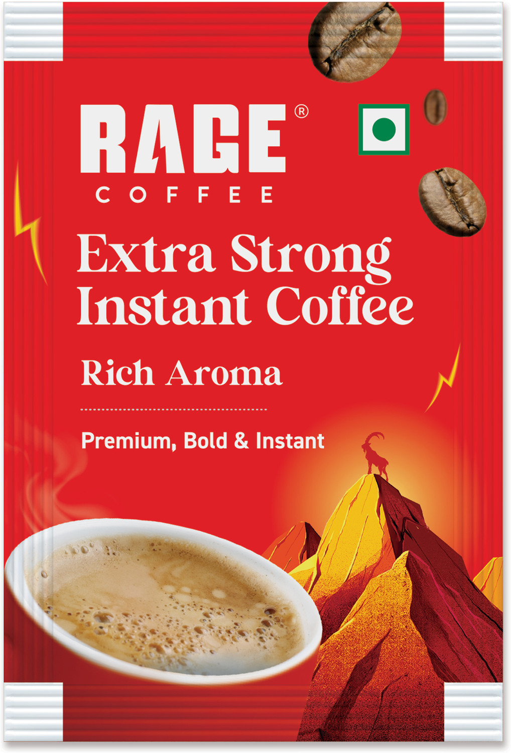 Image of RAGE Extra Strong Premium Blend Coffee Pack of 100+Multipurpose Shaker 450 ml+Frother Instant Coffee