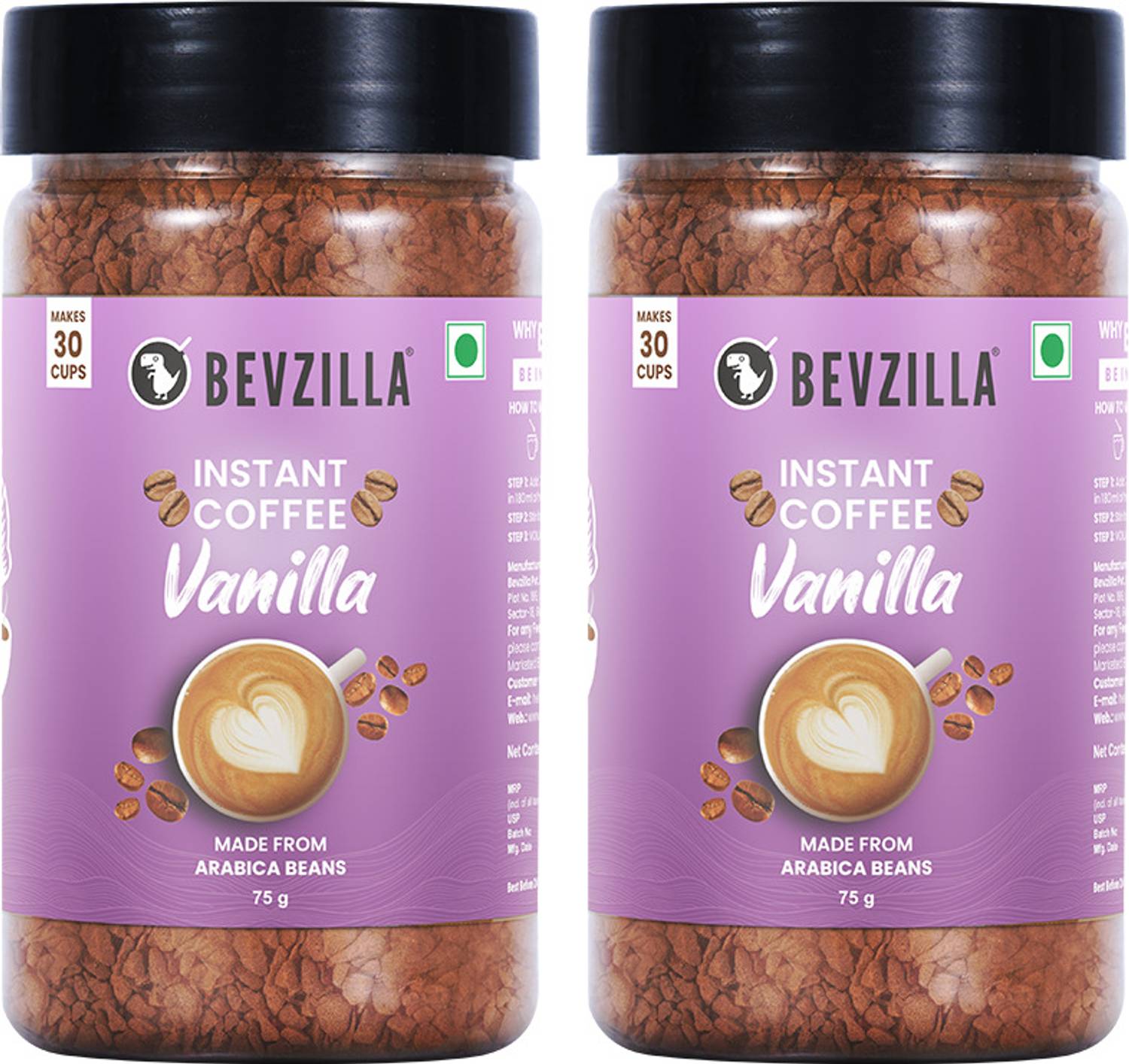 Bevzilla Vanilla Instant Coffee Powder Pack of 2