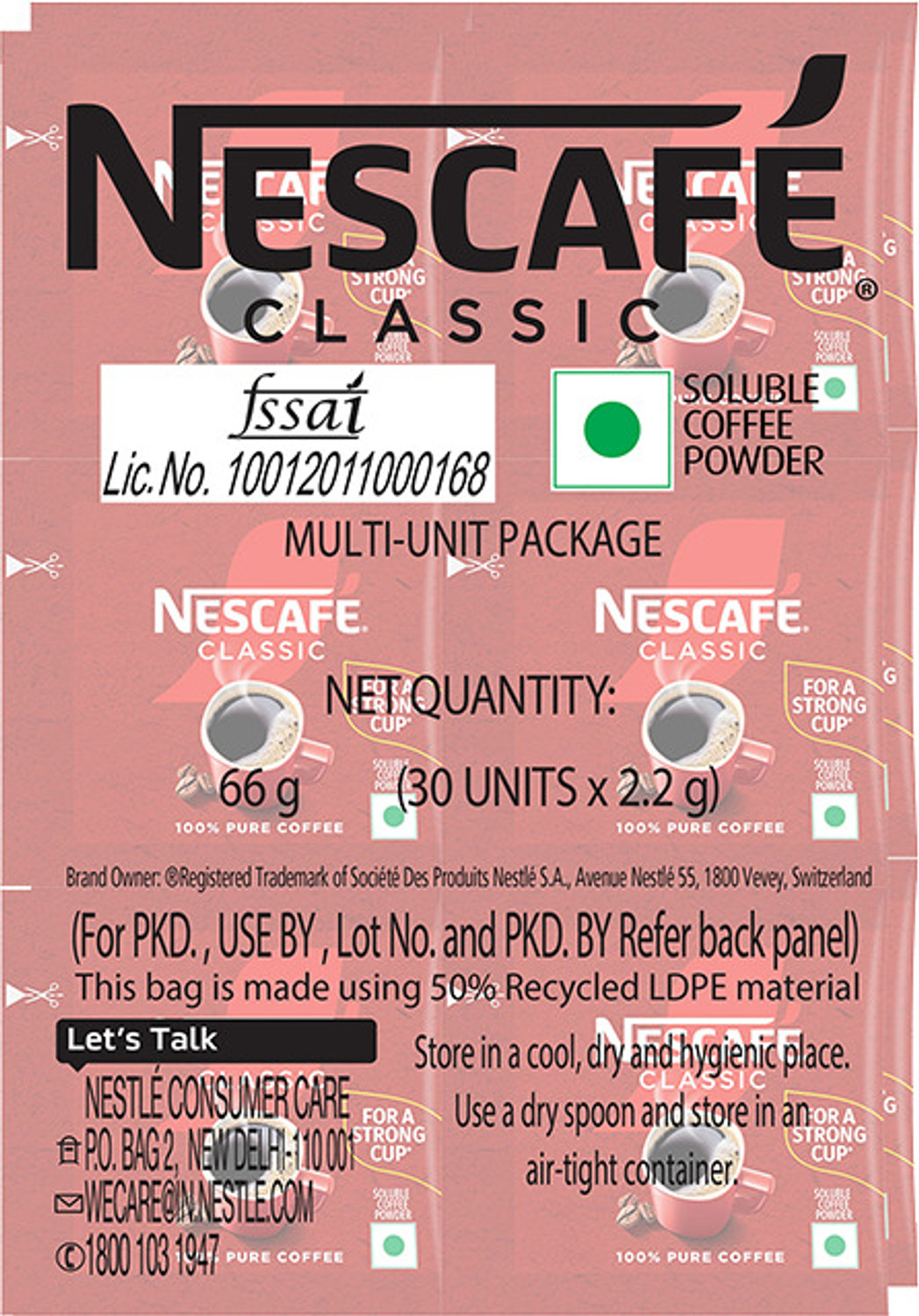 Image of Nescafe Classic Instant Coffee Powder,100% Pure Coffee Sachets Instant Coffee