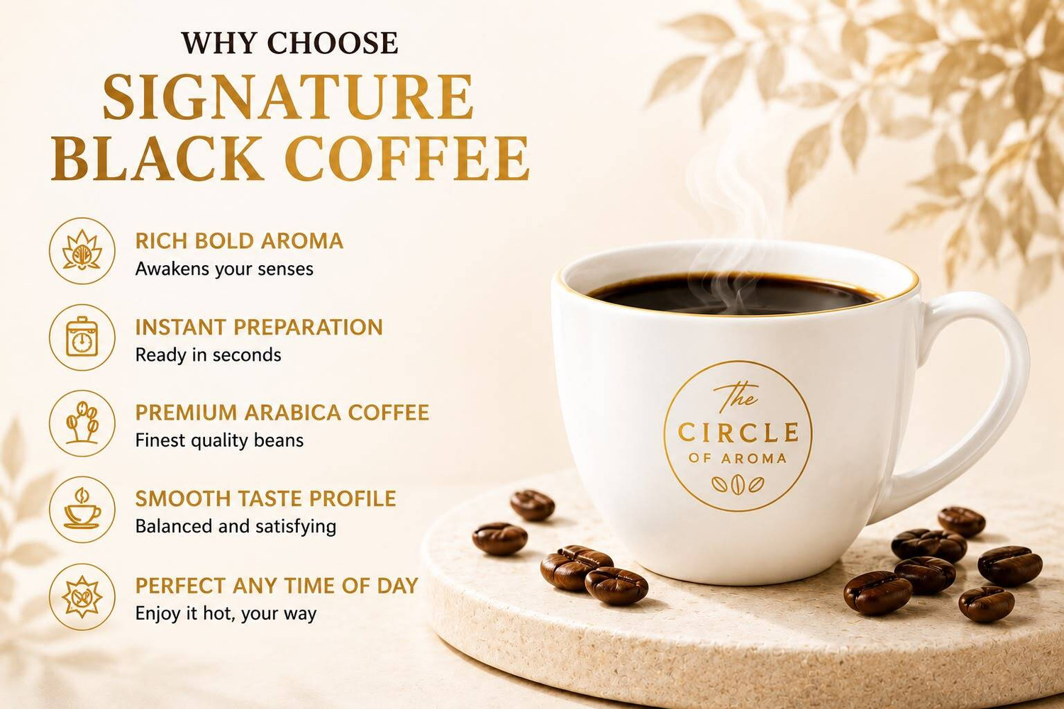 Image of The Circle Of Aroma Signature Black Instant Coffee|Arabica|Rich & Smooth Taste|No Chicory|50 gram Instant Coffee
