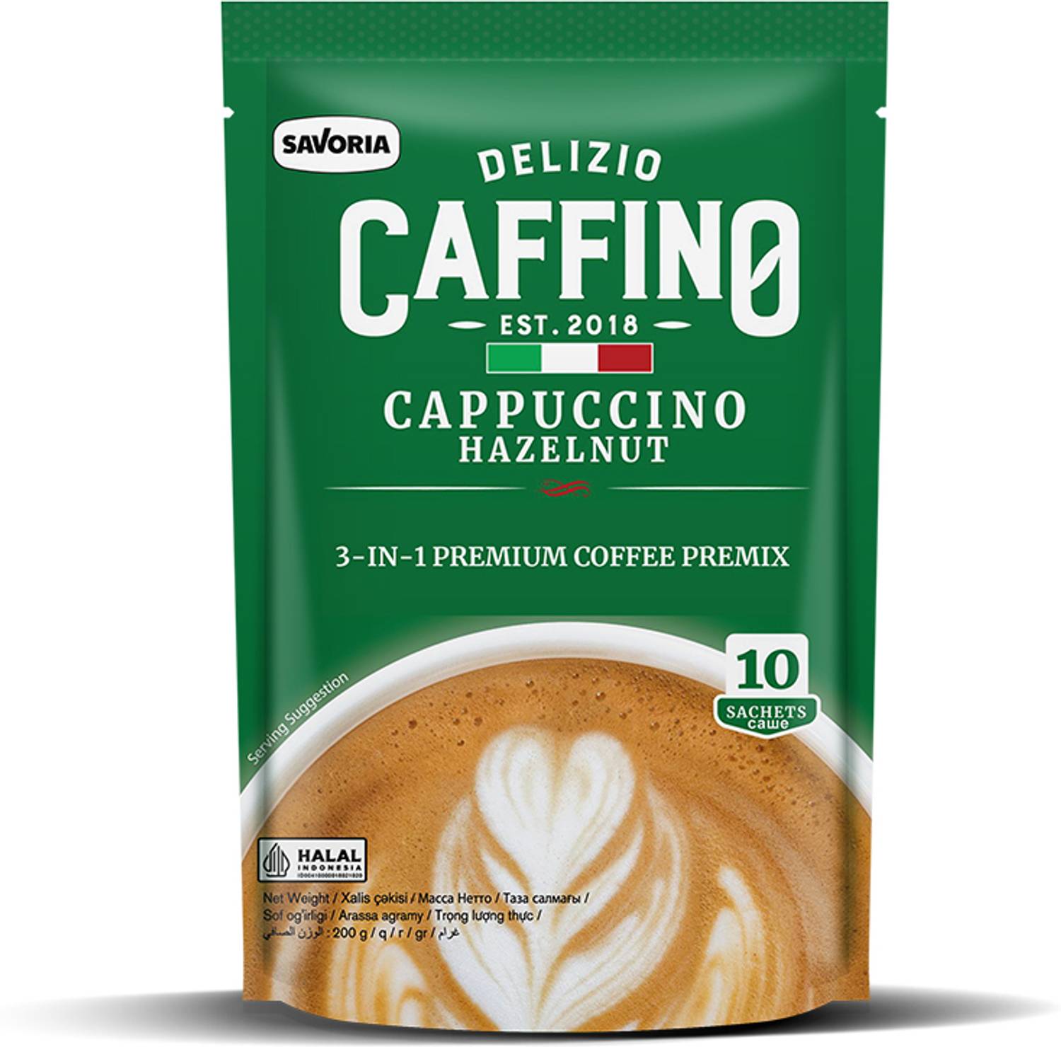 CAFFINo Cappuccino Hazelnut Coffee with Real Milk & Real Coffee 200g Pack (Imported) Instant Coffee
