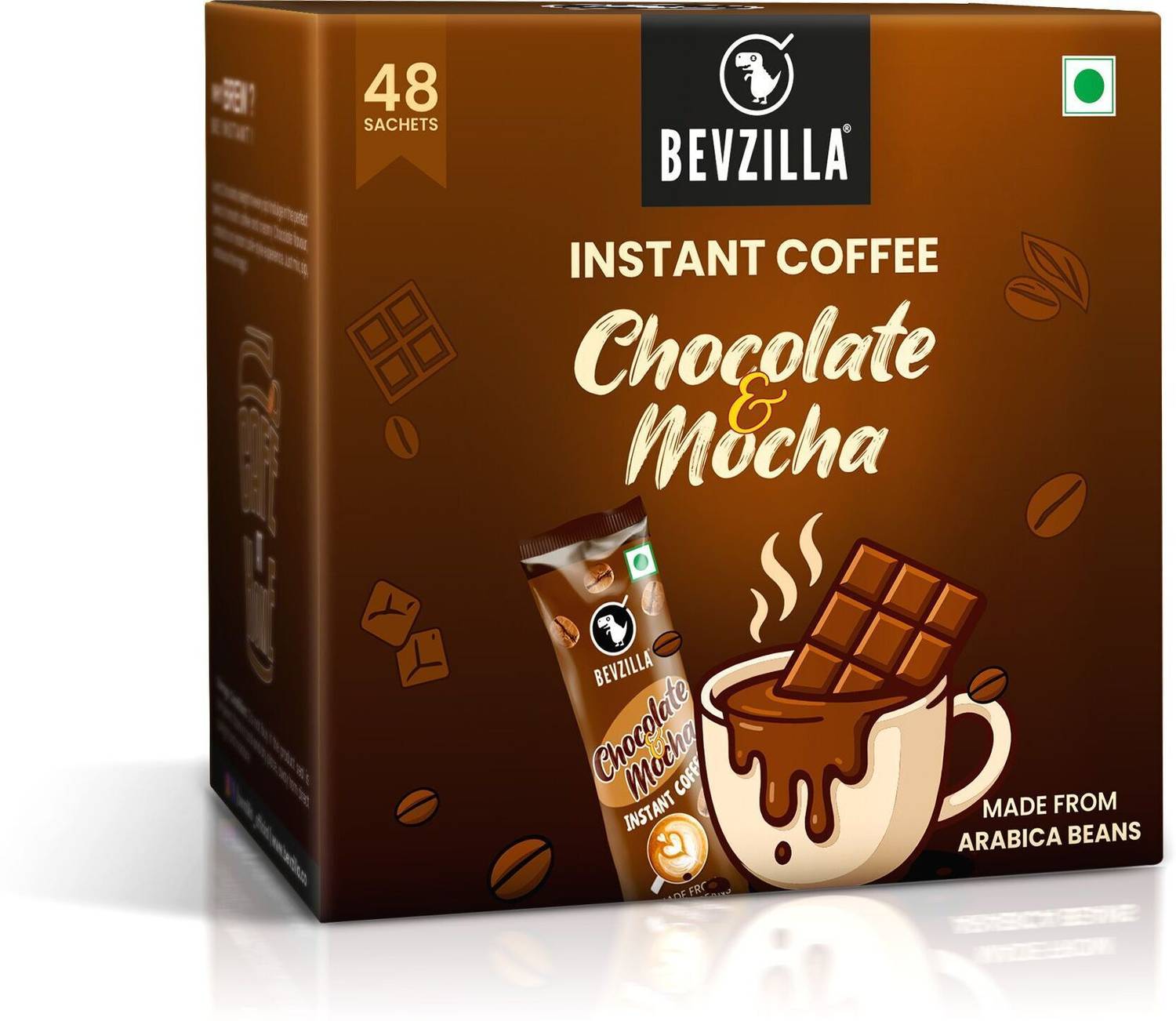 Bevzilla 48 Chocolate & Mocha Coffee Powder Sachets | Instant Coffee