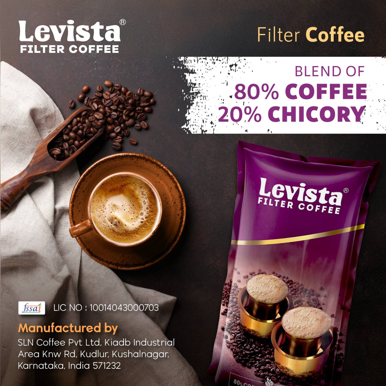 Levista Roast & Ground Chicory Mix 80:20 Filter Coffee Price in