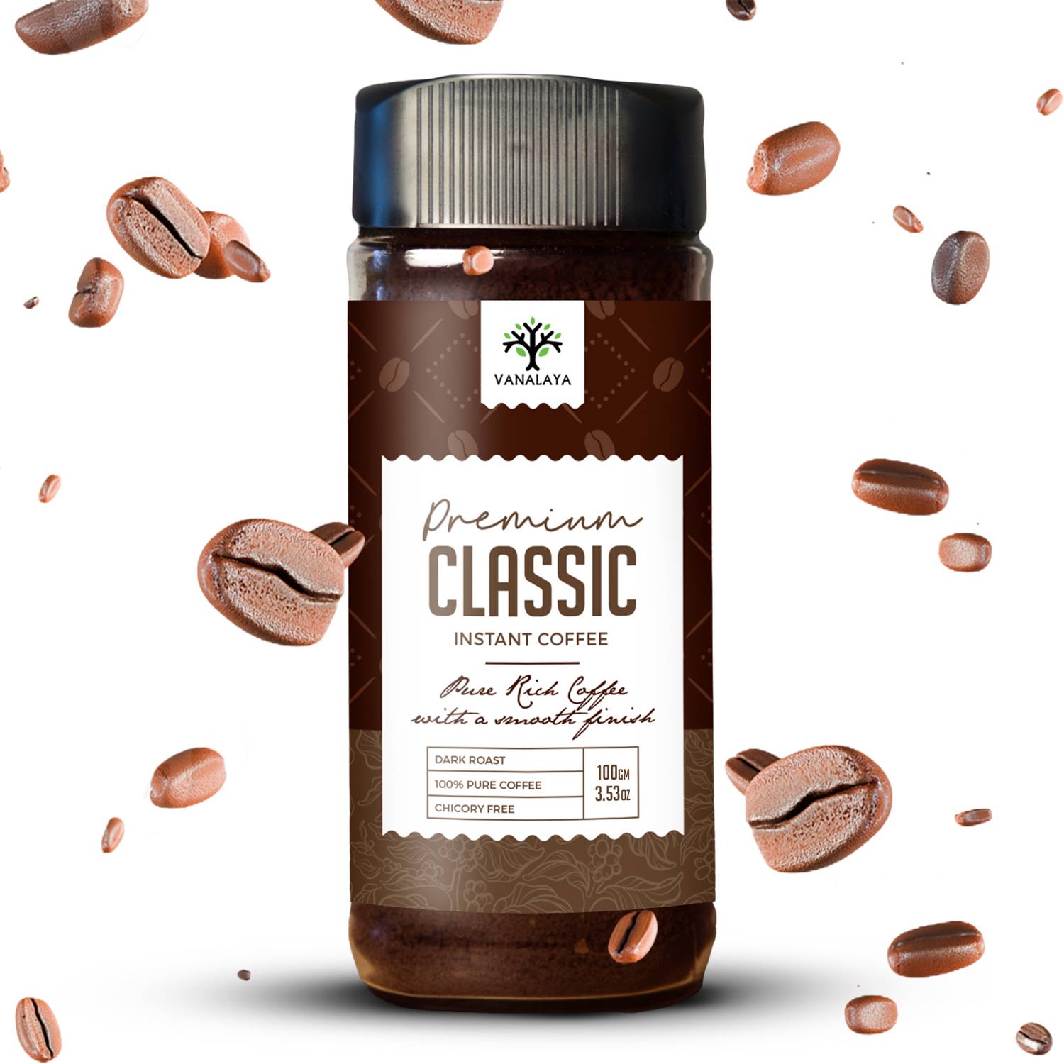Vanalaya Premium Classic Instant Coffee, Black Coffee Powder for Weight loss Instant Coffee