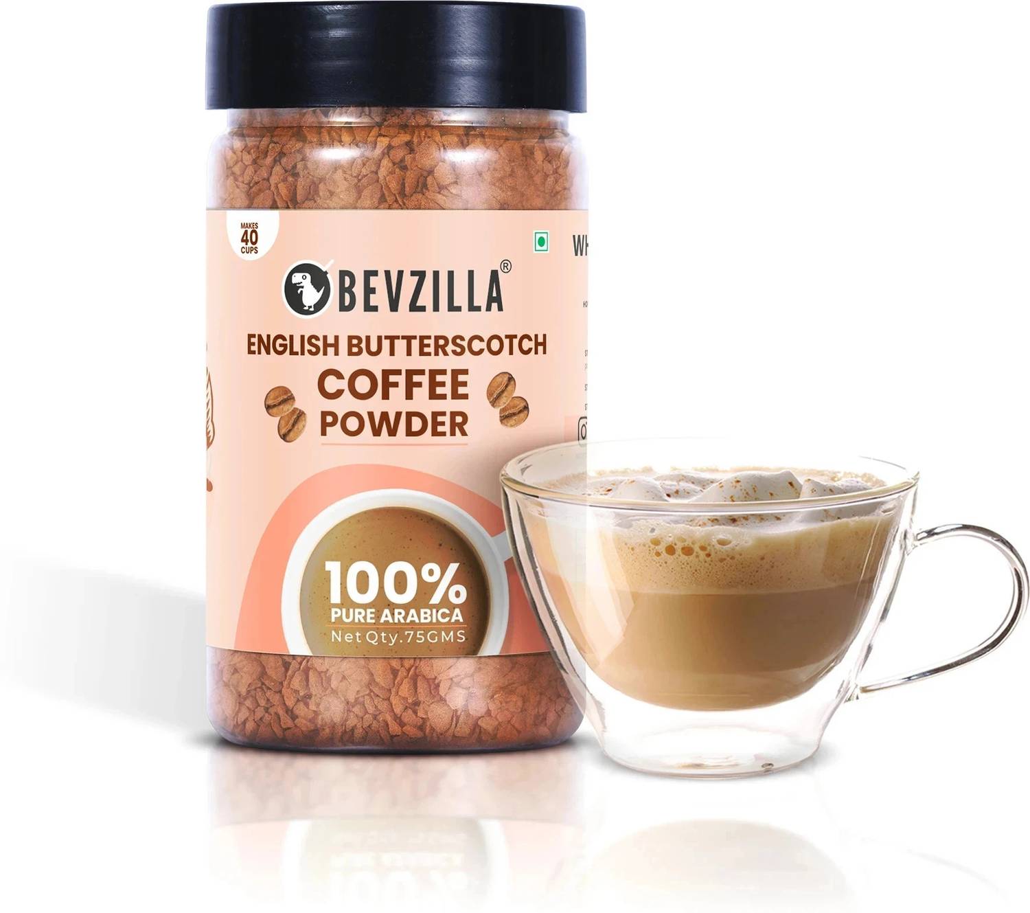 Bevzilla Powder 75 Gms Butterscotch - Premium Arabica Instant Coffee