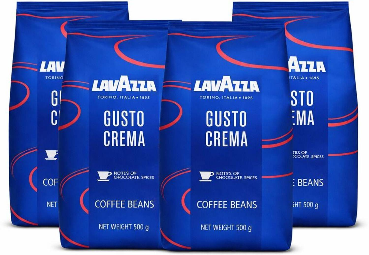 Lavazza Gusto Crema Roasted Arabica Coffee Beans (4 x 0.5 kg)