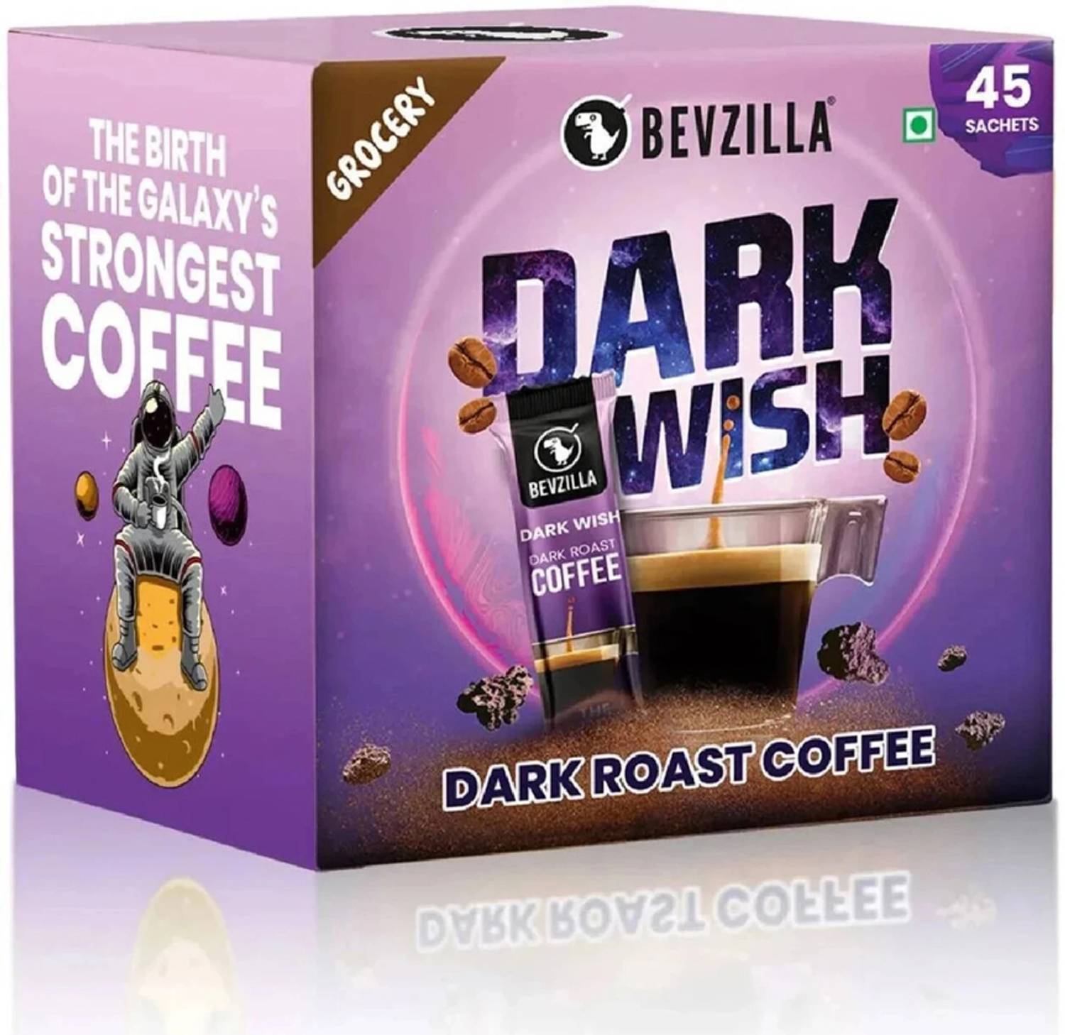 Bevzilla Instant Coffee Powder 45 Dark Wish (Black Roast) Instant Strong Coffee Sachets Instant Coffee