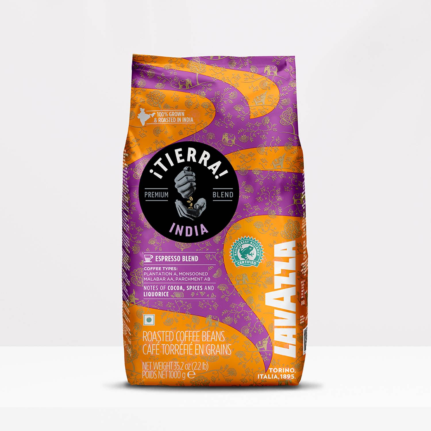 Lavazza Tierra India Espresso Blend Roasted Coffee Bean Traditi