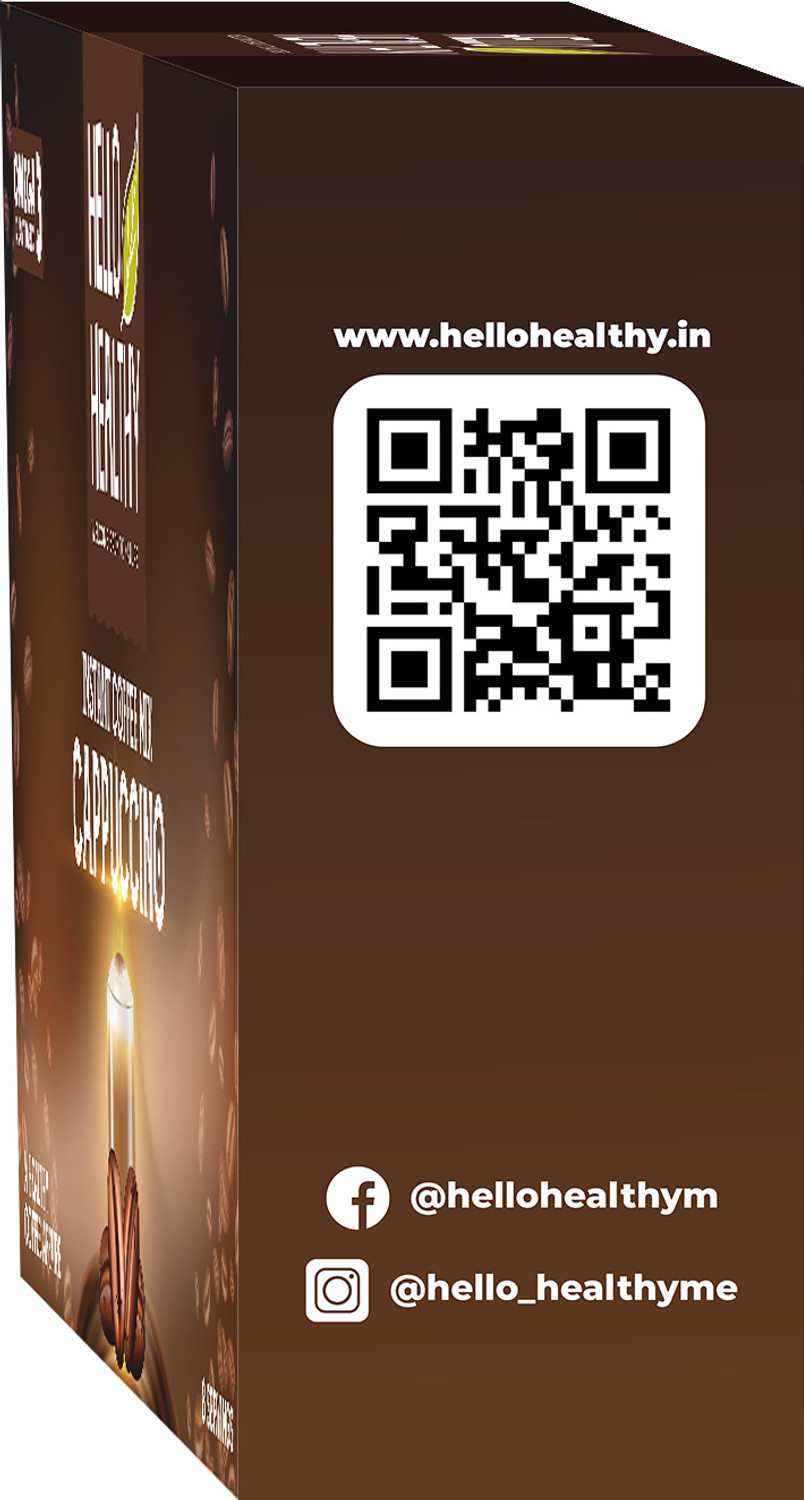 Image of Hello Healthy Cappuccino Instant Coffee Cappuccino Flavoured Instant Coffee