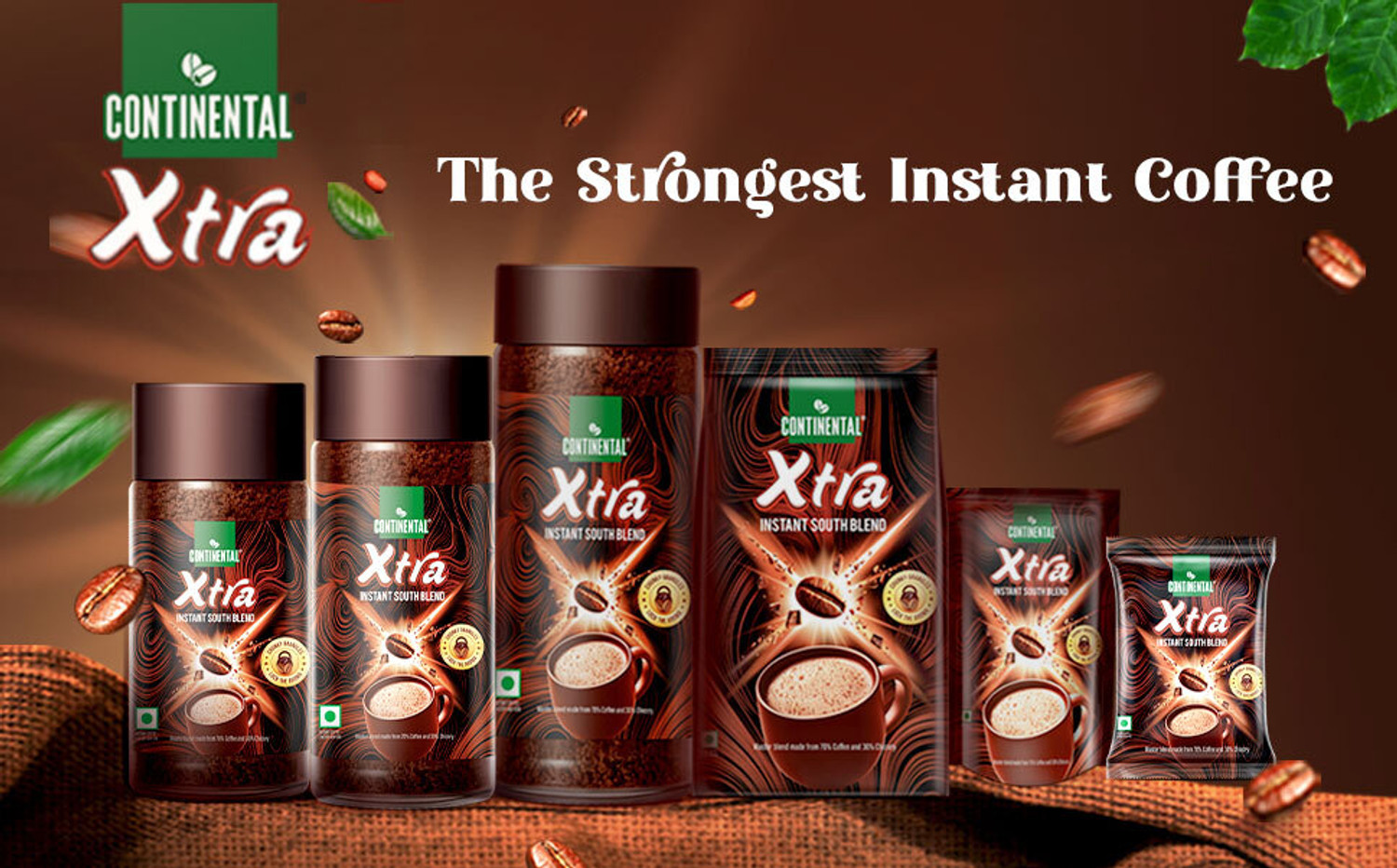 Image of Continental Coffee XTRA Instant Coffee (4 x 50 g, Chicory Flavoured)