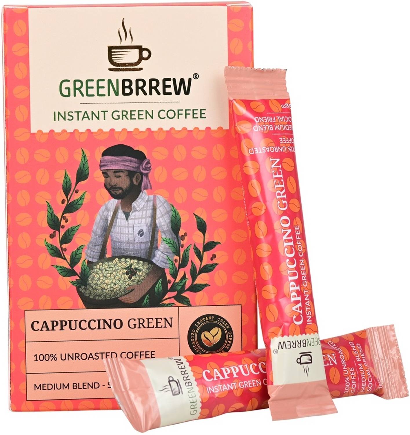 GreenBrrew Cappuccino Green 100% Unroasted Coffee Medium Blen