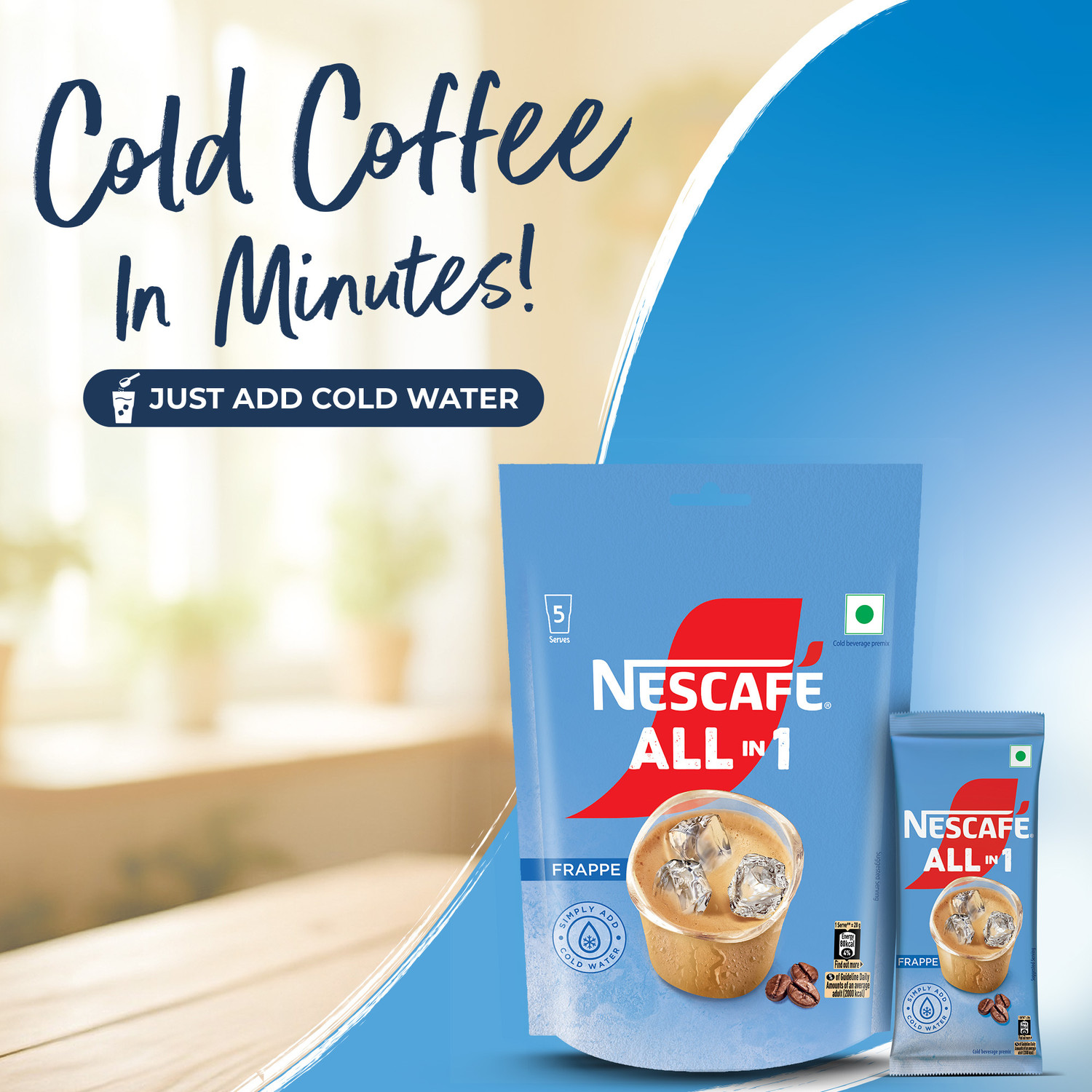 Image of Nescafe All-in-1 Frappe Cold Premix Sachets Instant Coffee