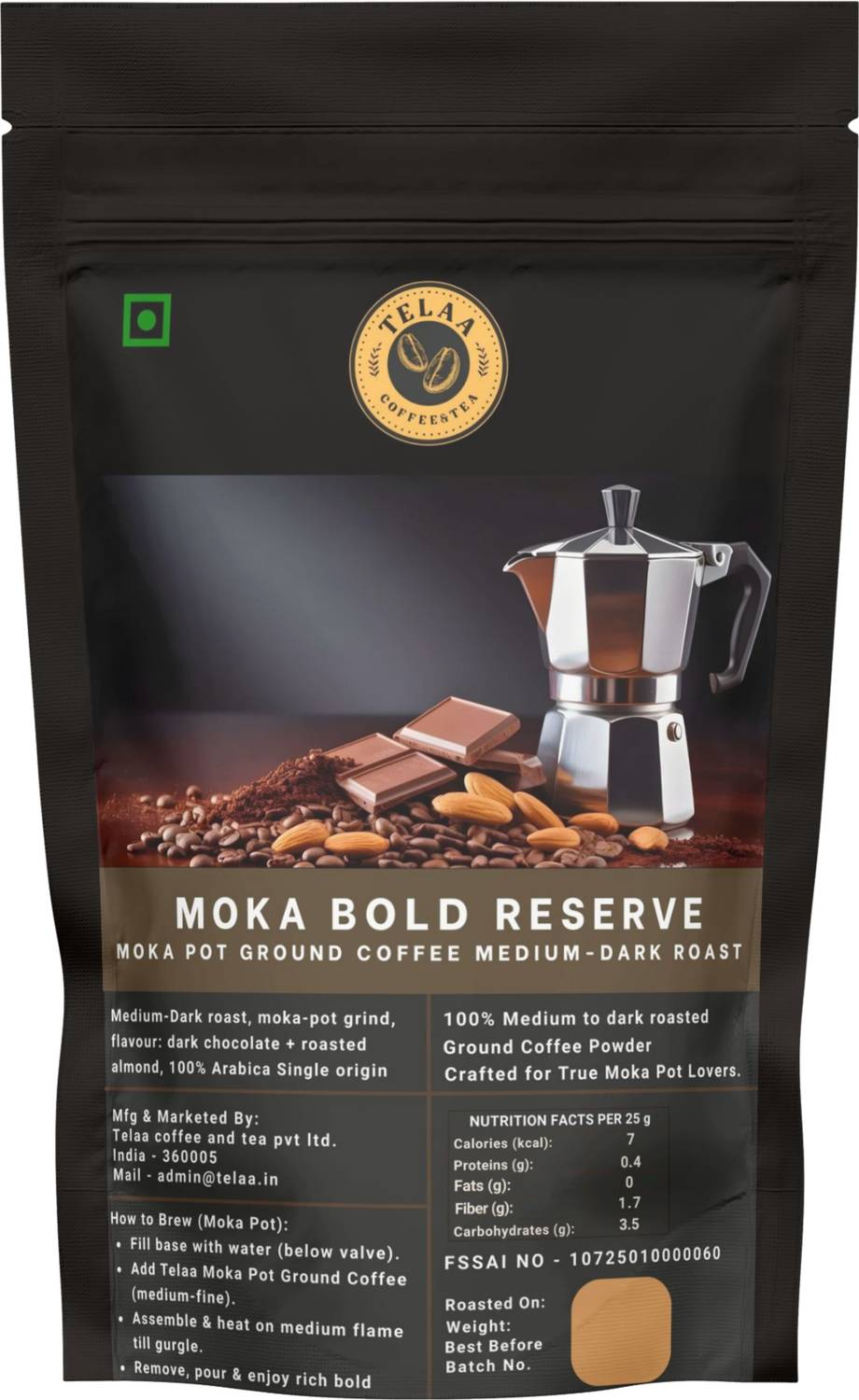 Telaa Coffee And Tea Telaa Moka Bold Reserve Premium Moka Pot G