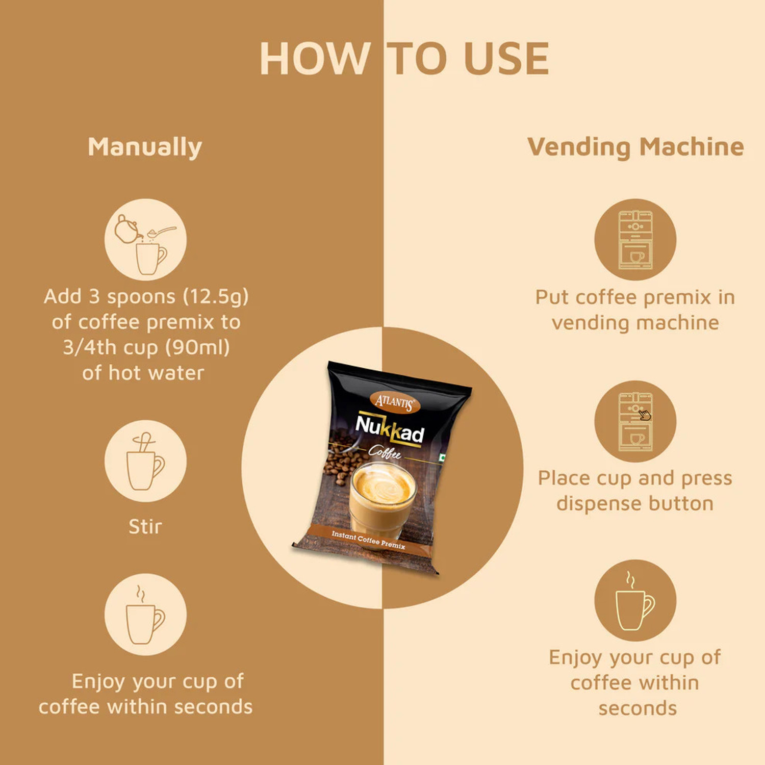 Image of ATLANTIS Nukkad Instant Coffee Premix Combo of 2, For Vending Machine or Use Manually Instant Coffee