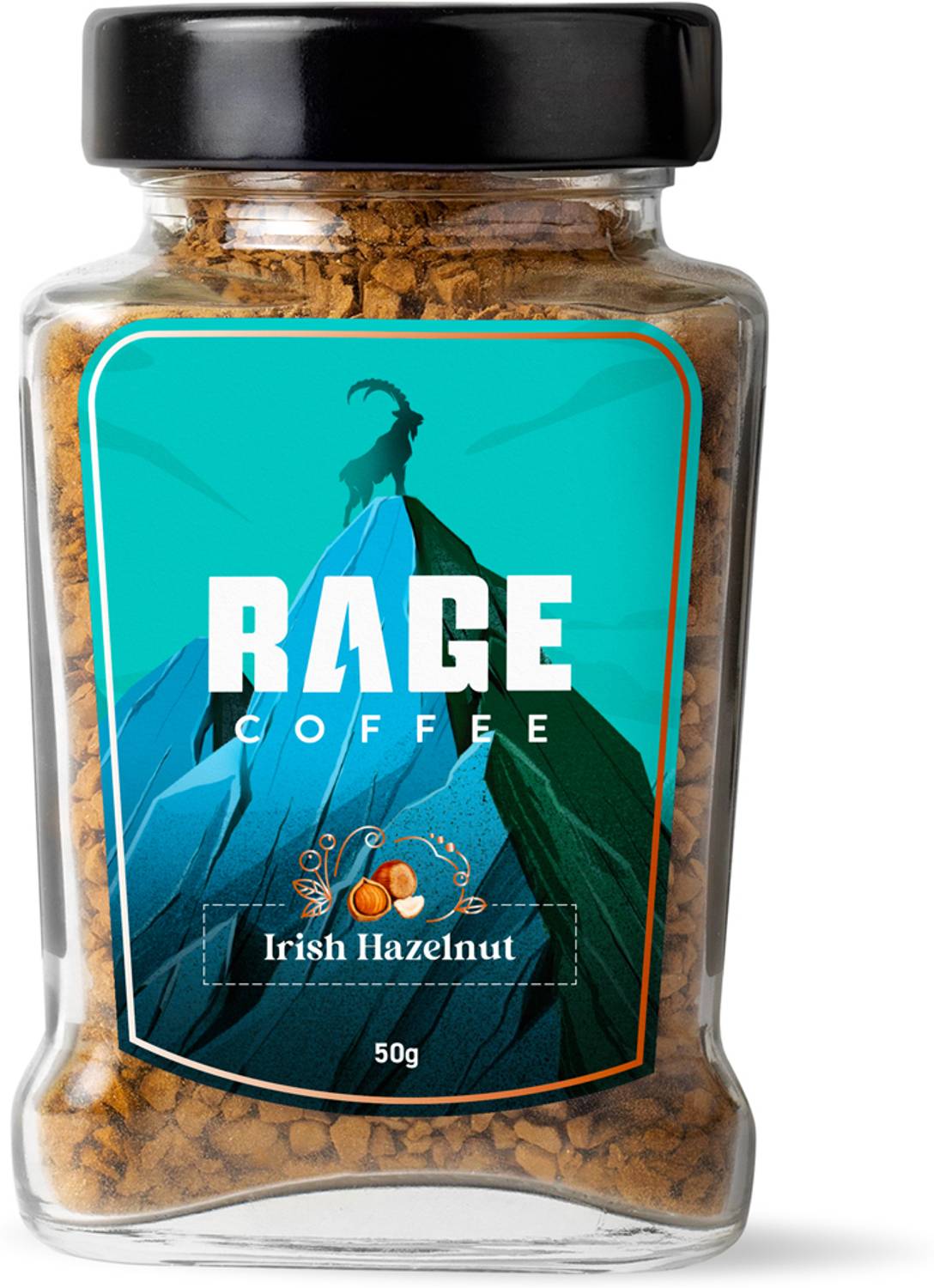RAGE Coffee 50 Gms Irish Hazelnut Flavour - Premium Arabica Instant Coffee