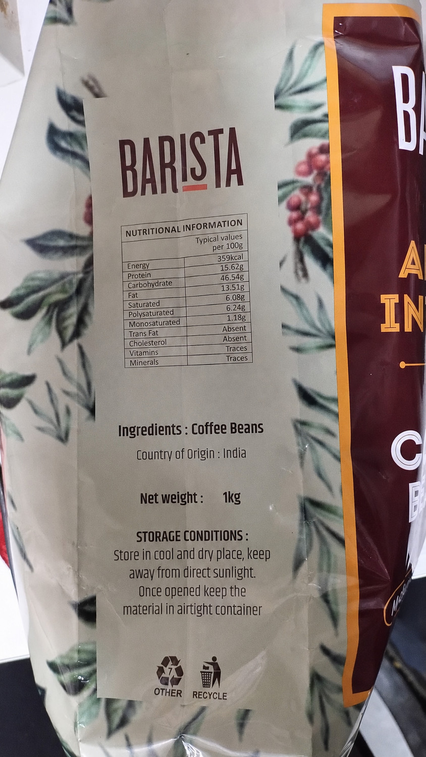 Image of Barista Aroma Intenso Whole Coffee Beans Medium Dark Roast Coffee Beans