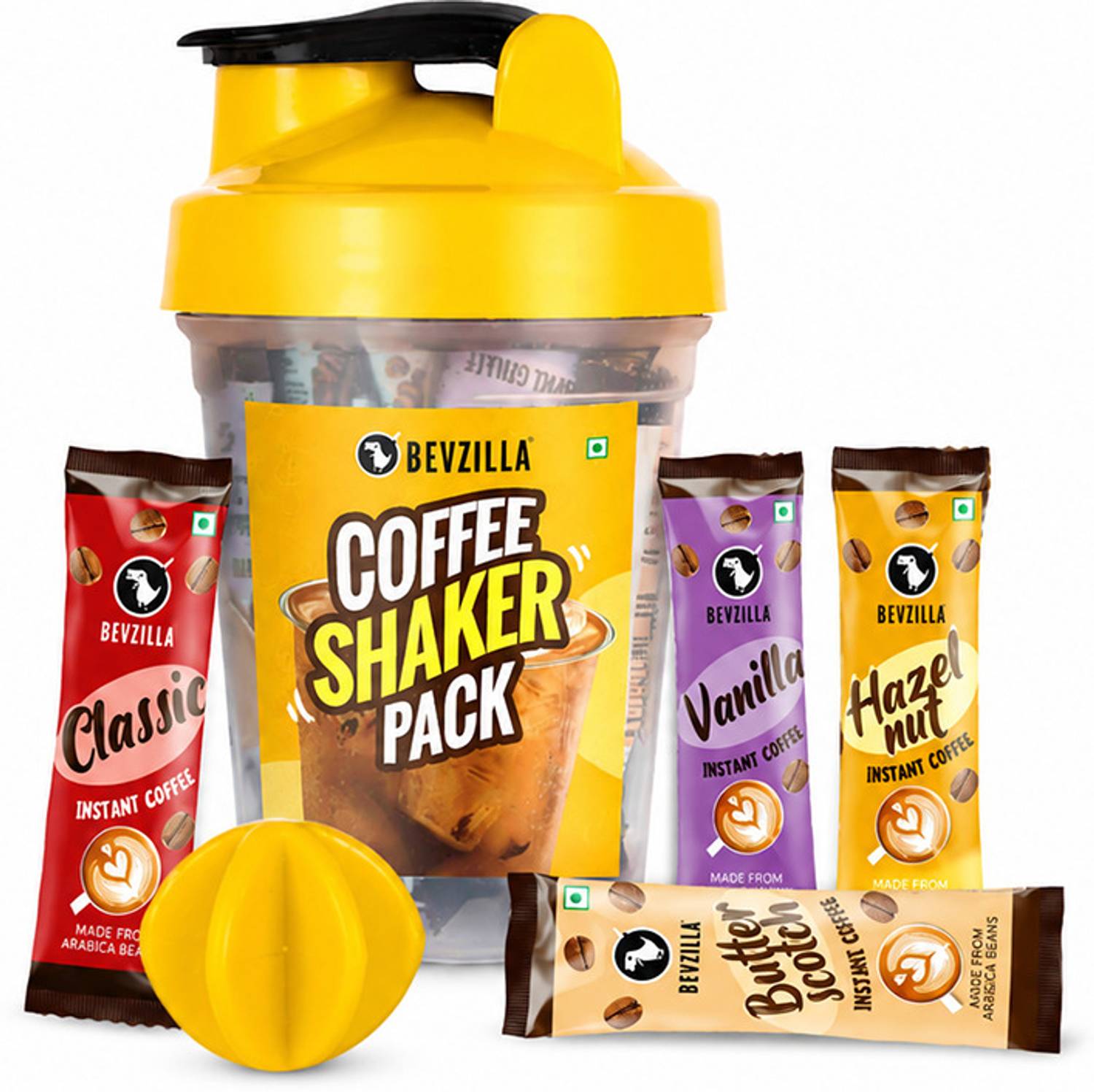 Bevzilla Instant Coffee Powder - 25 Sachets with Coffee Shaker Instant Coffee