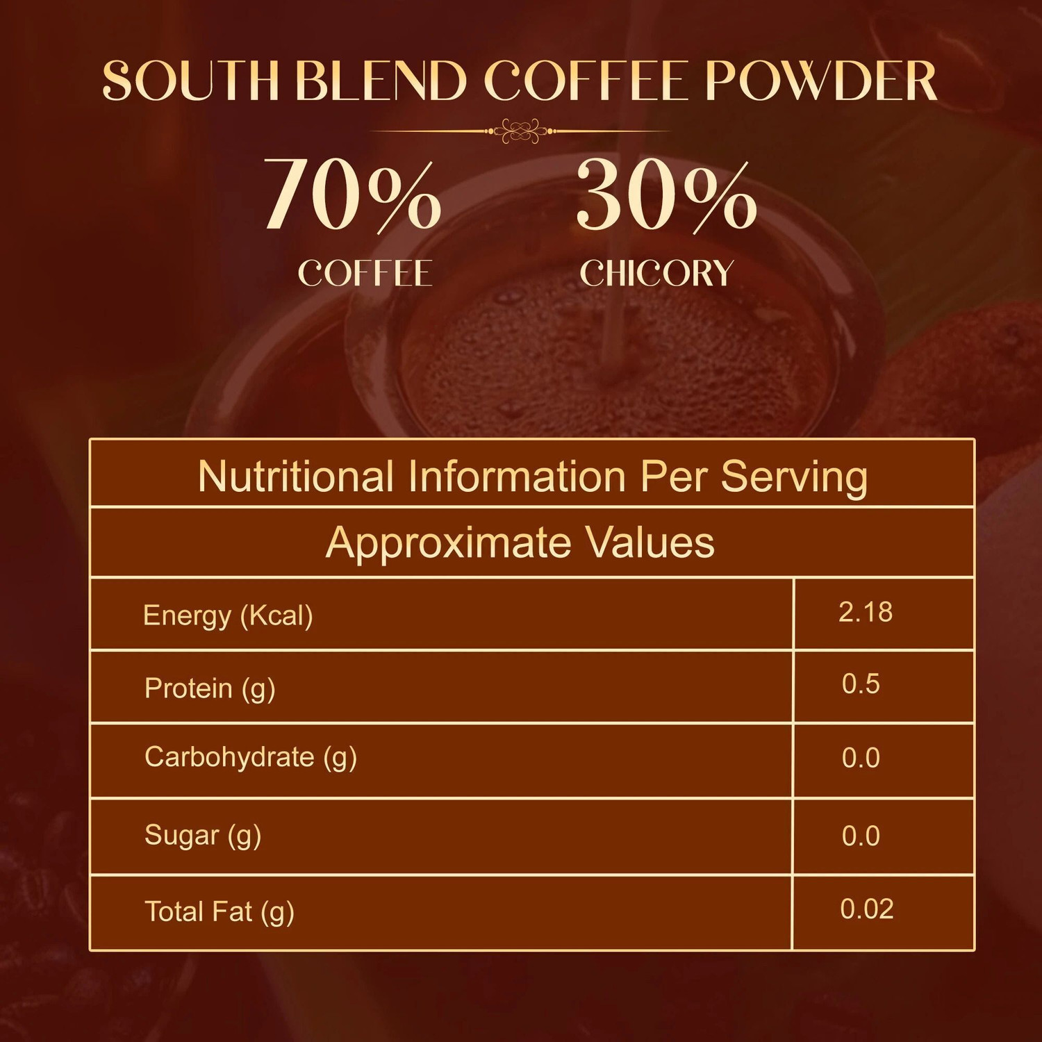 Image of Bevzilla Instant Filter Coffee Powder-South Blend | 70% Coffee,30% Chicory | Extra Strong Instant Coffee
