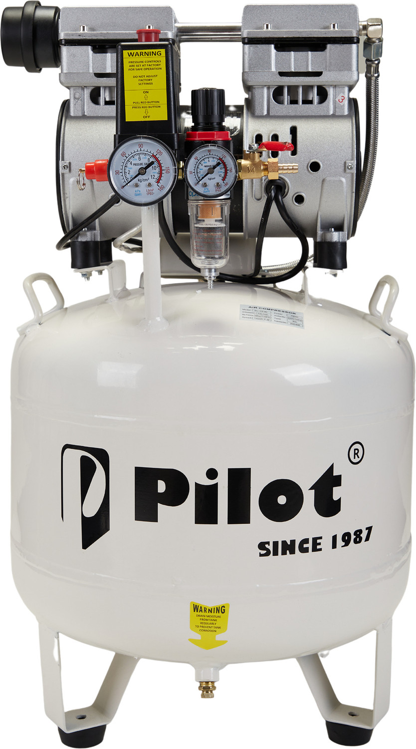 Image of Pilot 750 Watt Oil Free Silent Air Compressor,40L Tank,Copper Motor, Dentists /Home Use Coil Spring Compressor