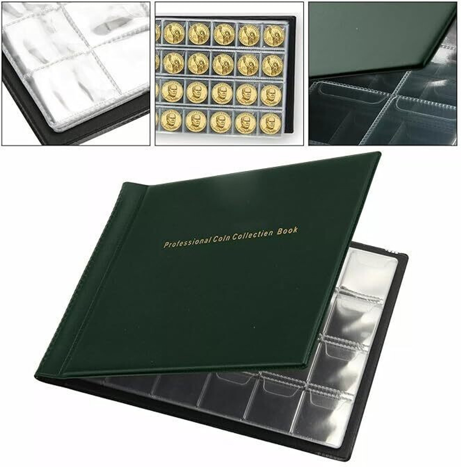 Image of AnXeon 240 Pockets Coin Holder Collection Coin Storage Album Book for Collectors Coin Bank