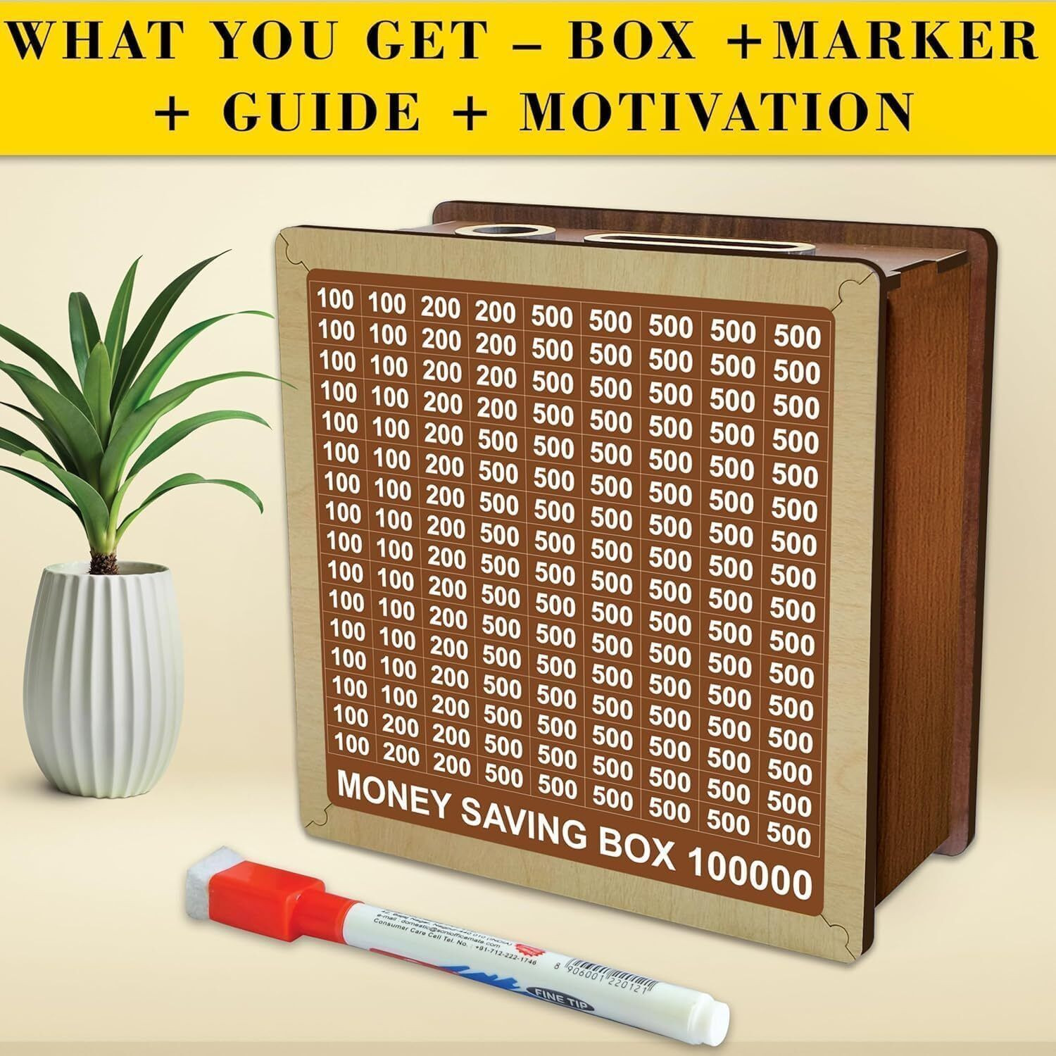 Image of BRIENZZO Premium 1 Lakh Money Saving Box for Daily Savings Challenge & Financial Goals Cash Box