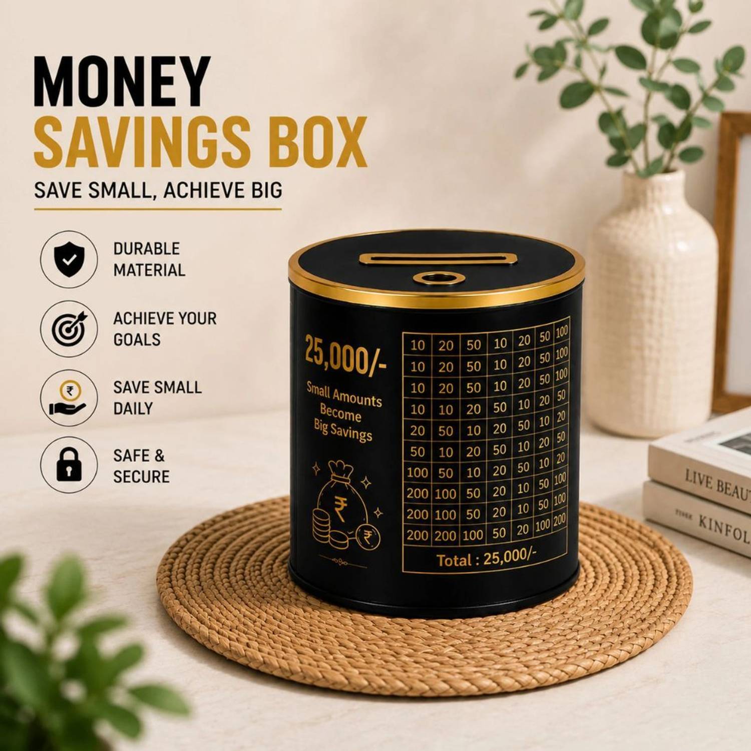 VISACHI 25000 Saving Challenge Piggy Bank - Image 4
