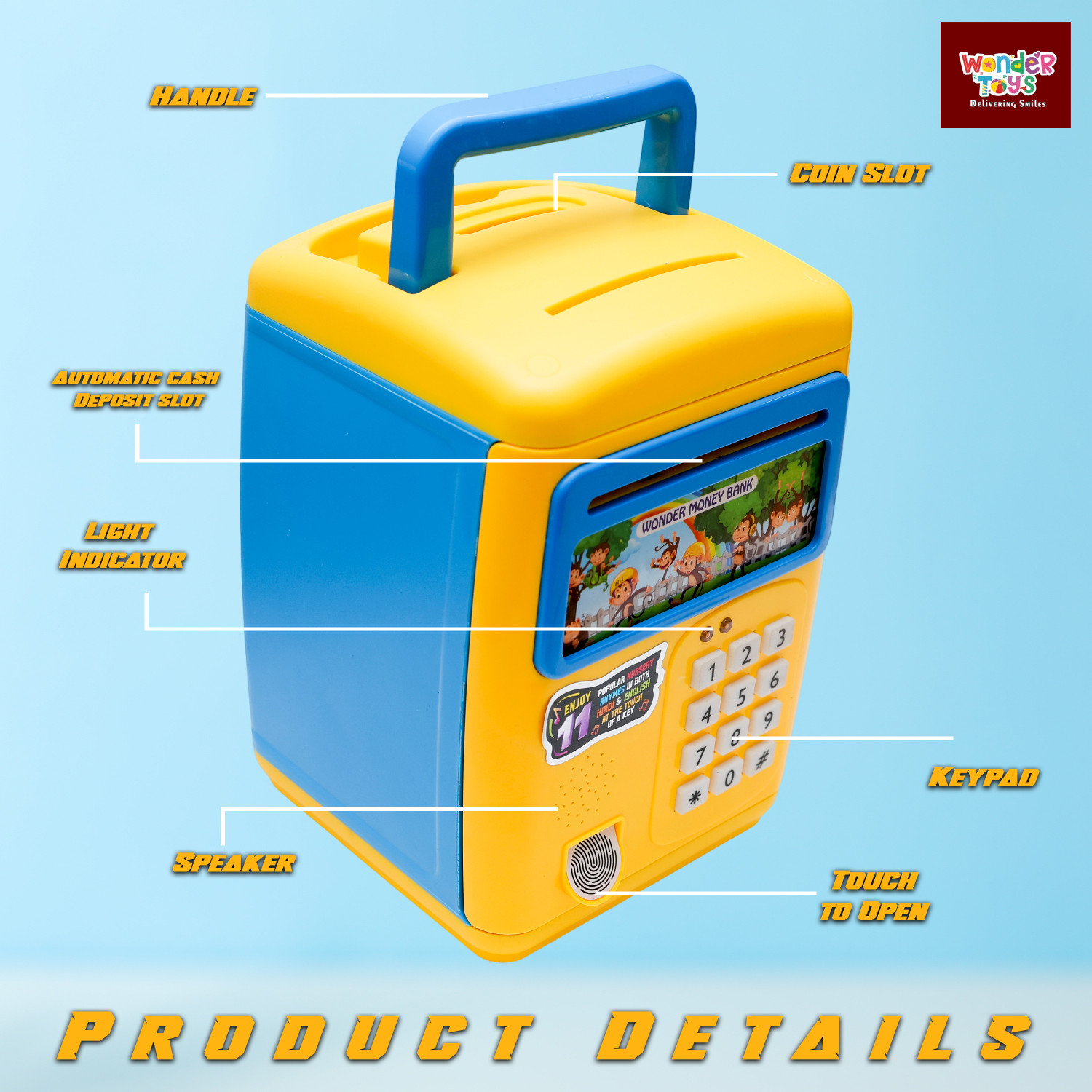 Image of Wonder ATM Money Bank for Kids with Fingerprint Lock | Piggy Bank with Sound & Music Coin Bank