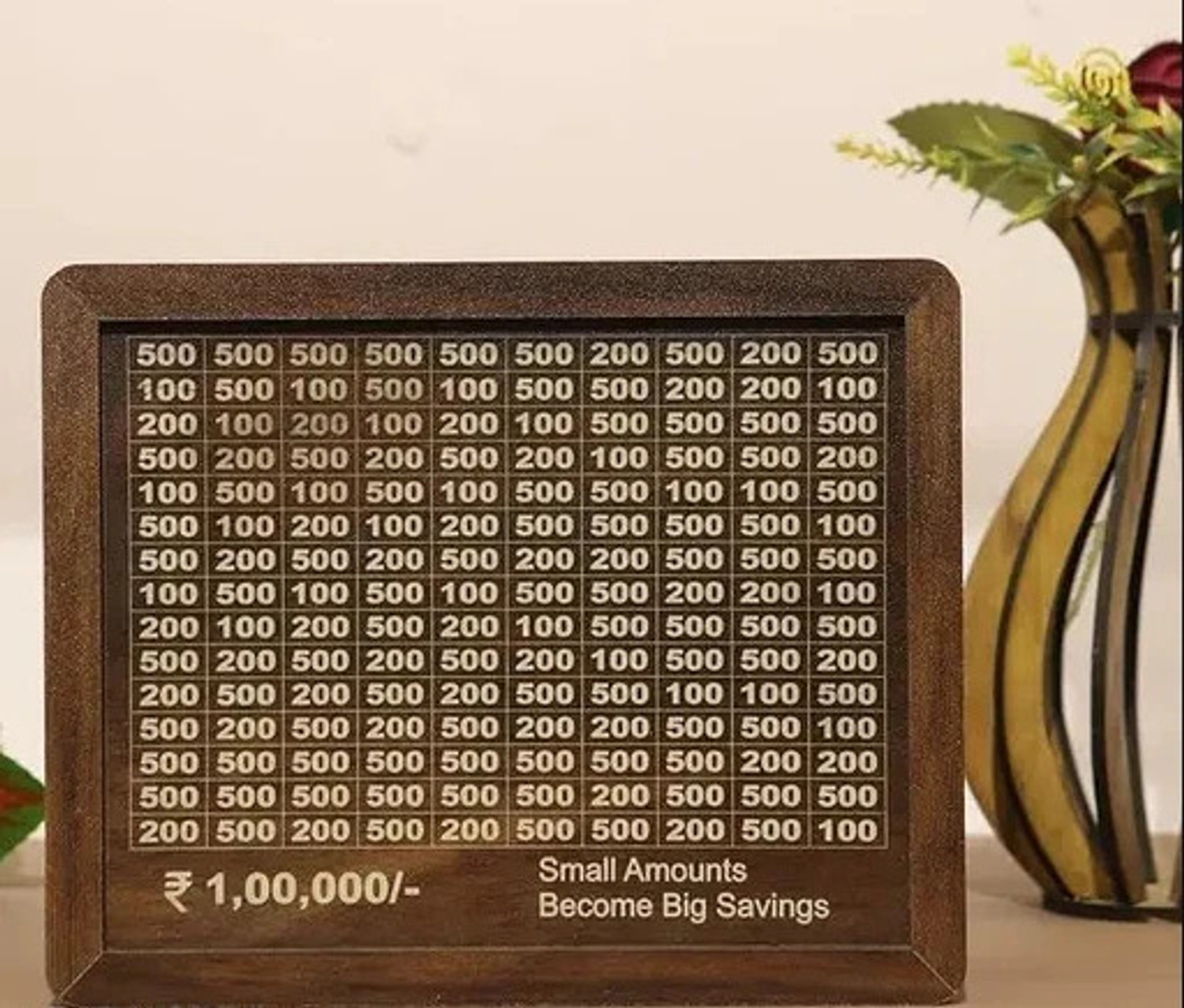 Image of HOOTZILLA Piggy Bank, Money Bank Savings Plan Wooden Money Box with Counter Rs 100000 Coin Bank
