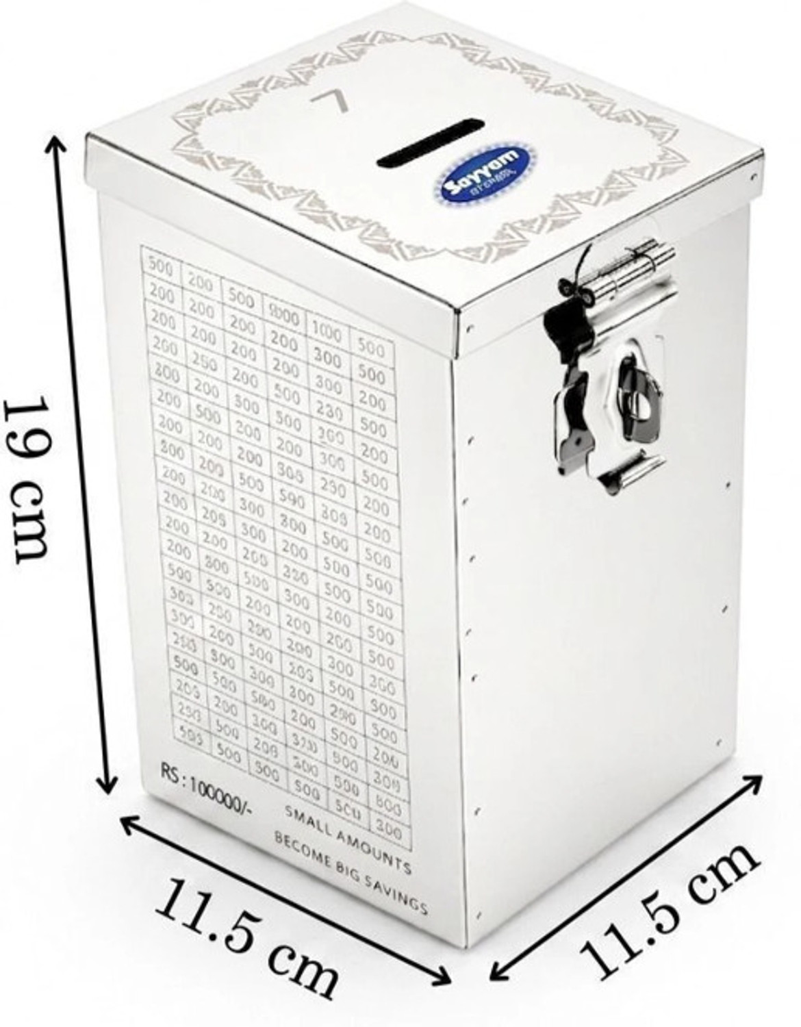 Image of KOKOLINE Money Saving Box 100000 Rupees Saving Challenge Box Coin Bank Coin Bank (Silver)
