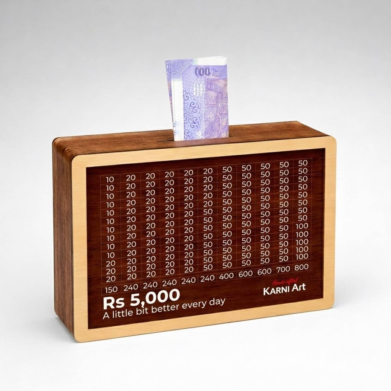 KARNI Money Saving Challenge Box Wooden Piggy Bank - Image 4