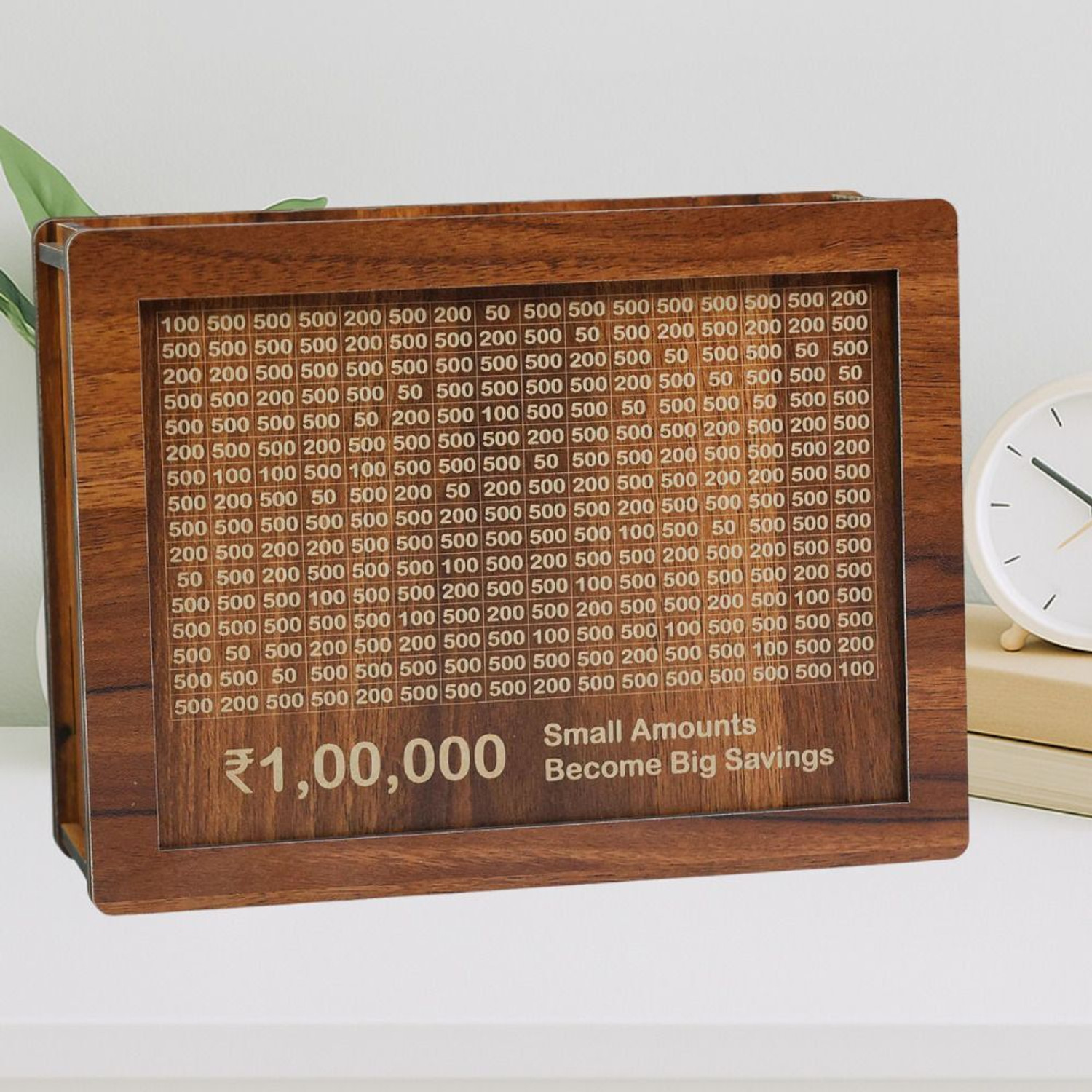 Image of GD Kraft Wooden Money Saving Box | Cash Saver Money Box with Counting Target Coin Bank Coin Bank