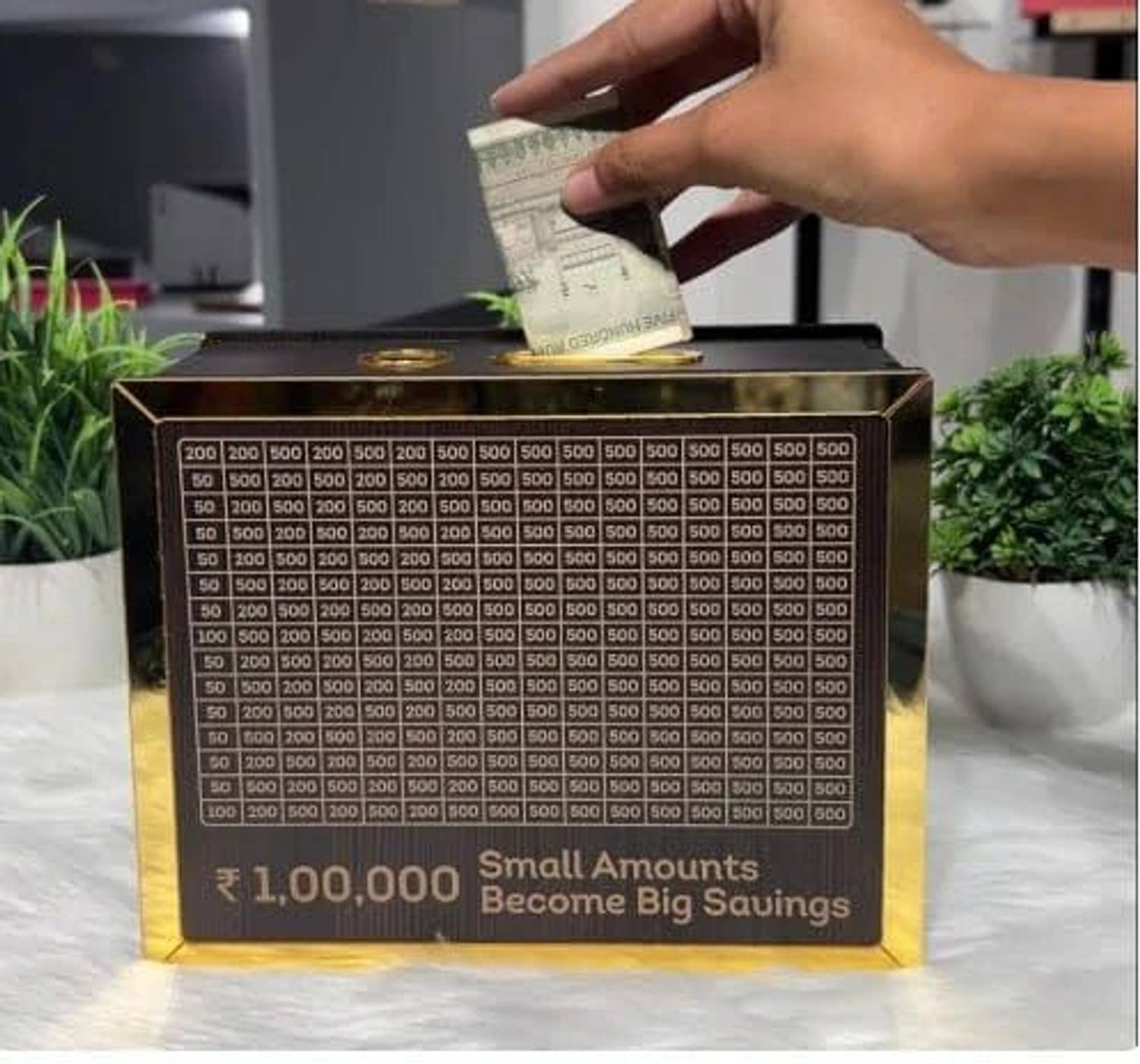 Campfire 4mm Ply Wooden Money Saving Box|Counting target Coin box|100000 Saving Challenge Coin Bank