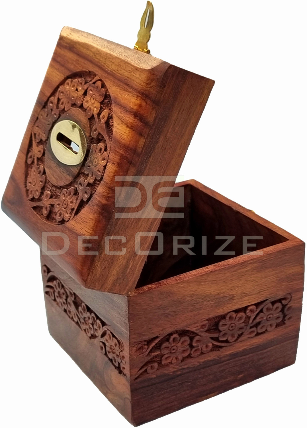 Image of Decorize Wooden Money Bank with Lock, Large Size Piggy Bank 5X5 Inch for Kids & Adults Coin Bank